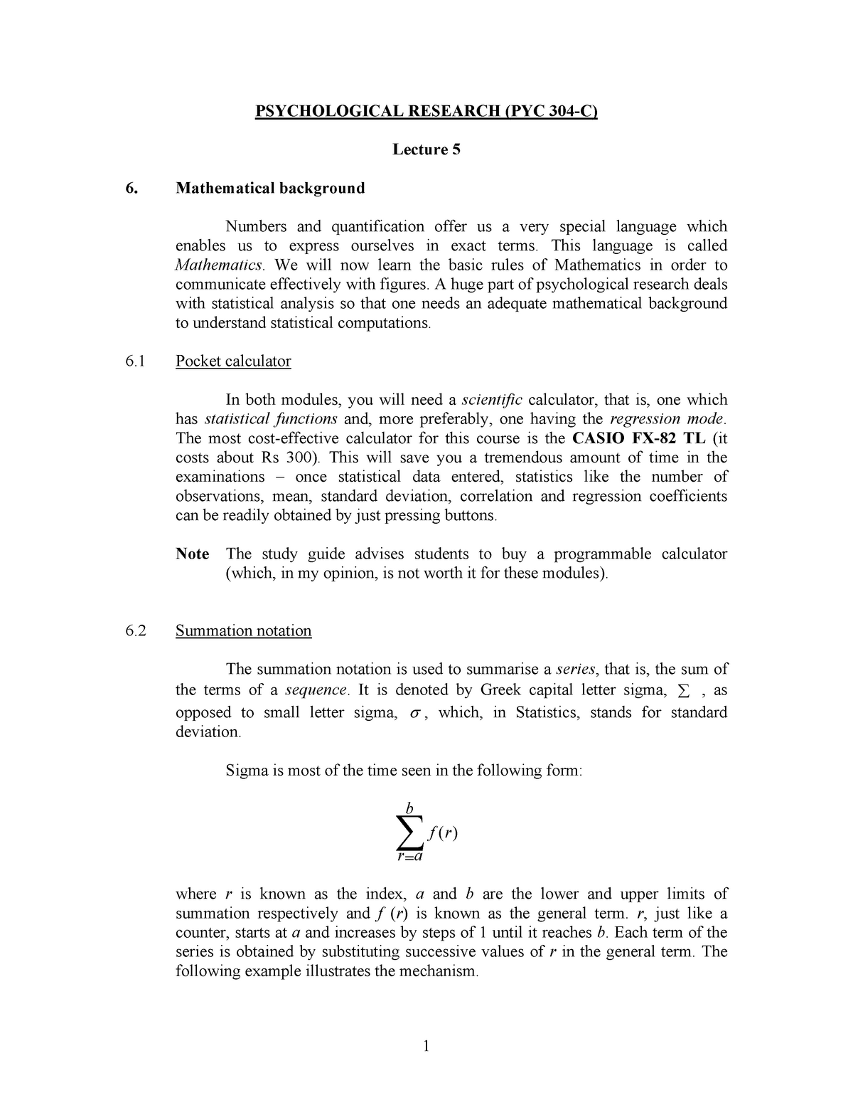 presentation of data notes