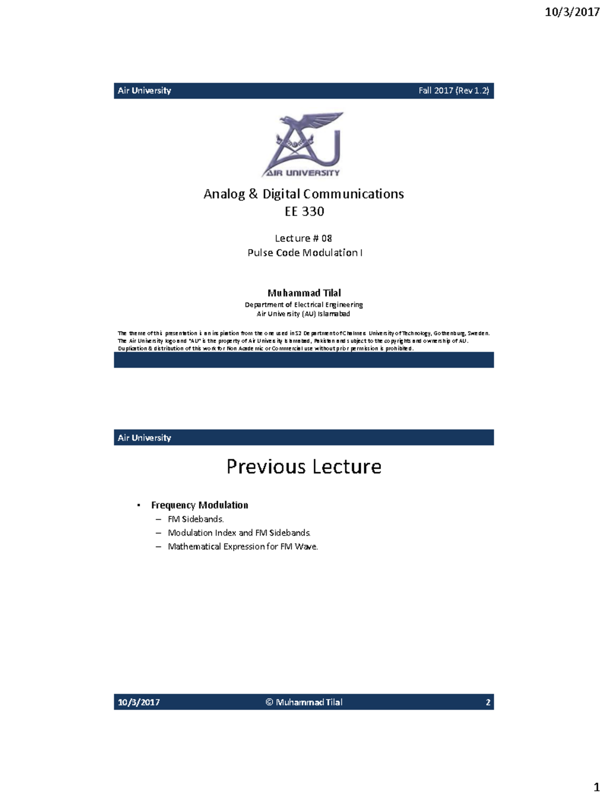 Lecture 08- pulse code modulation i [updated] - Analog & Digital ...