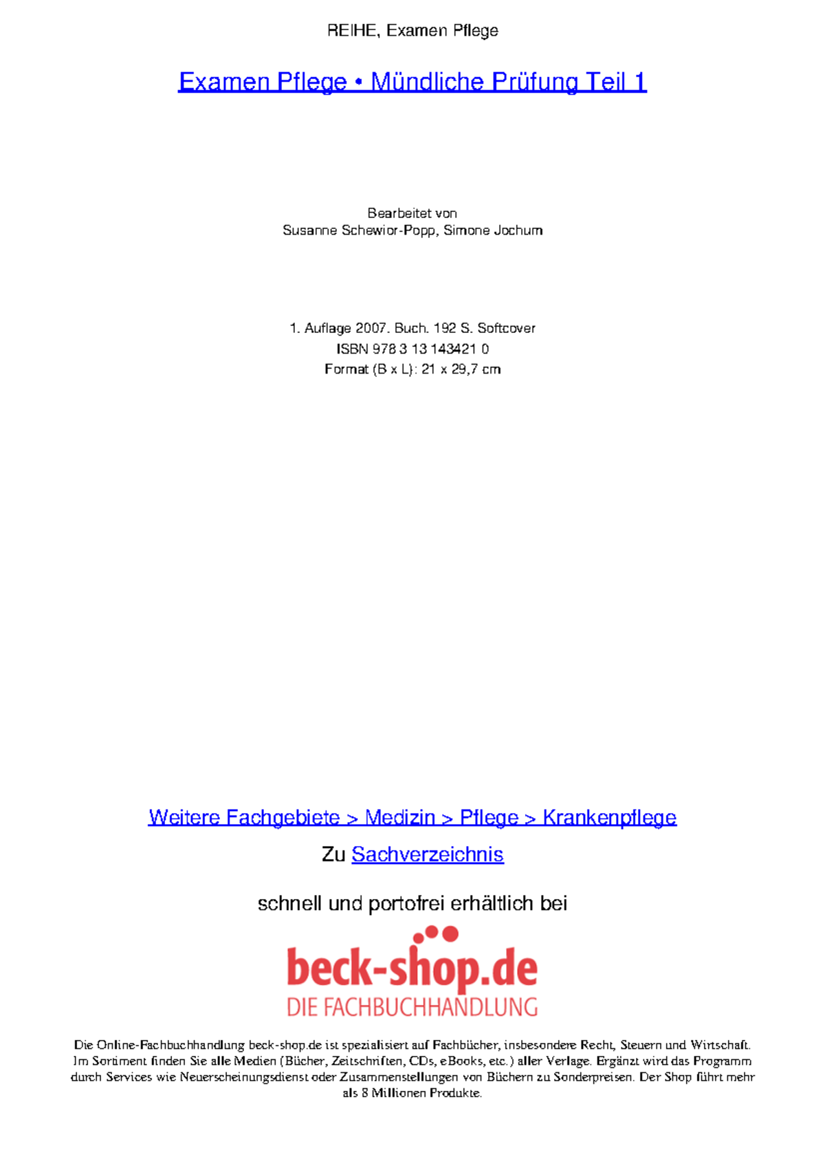 Examen Pflege Mündliche Prüfung Teil 1 - REIHE, Examen Pflege Examen Pflege Mündliche Prüfung ...