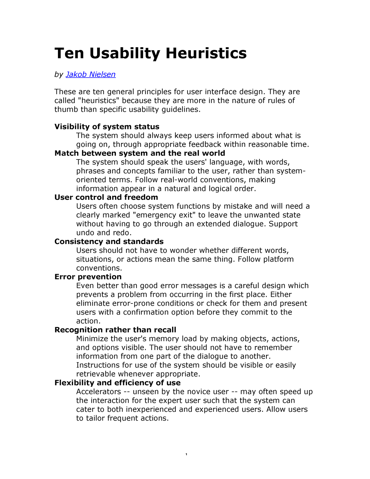 Nielsens Usability Heuristics - Ten Usability Heuristics By Jakob ...