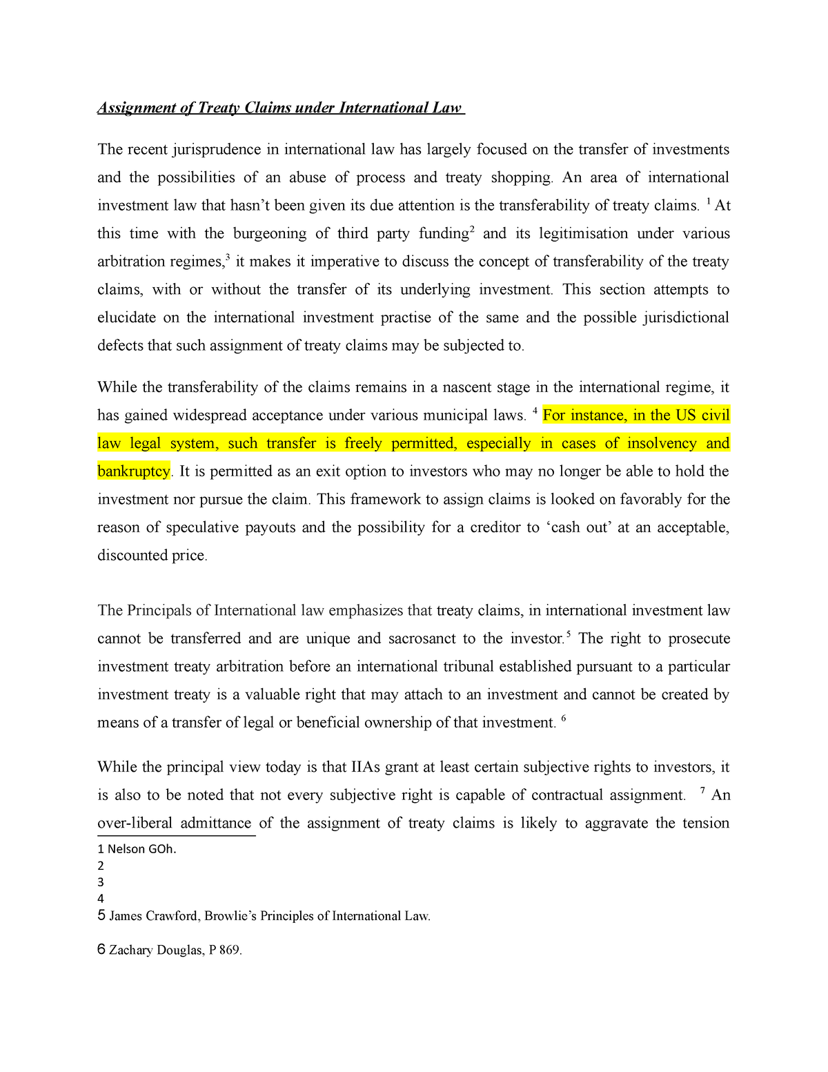 the assignment of investment treaty claims mapping the principles