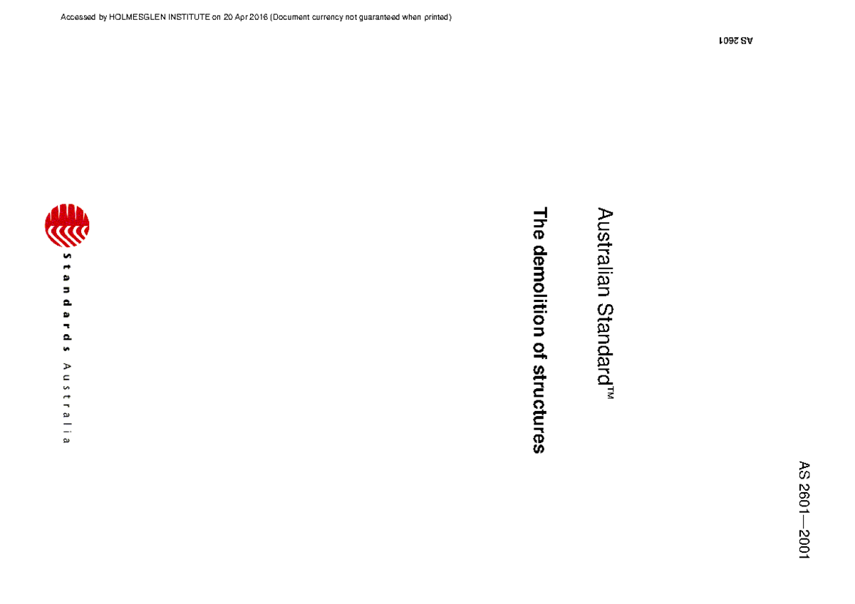 AS 2601-2001 the demolition of structures - AS 2601— Australian ...