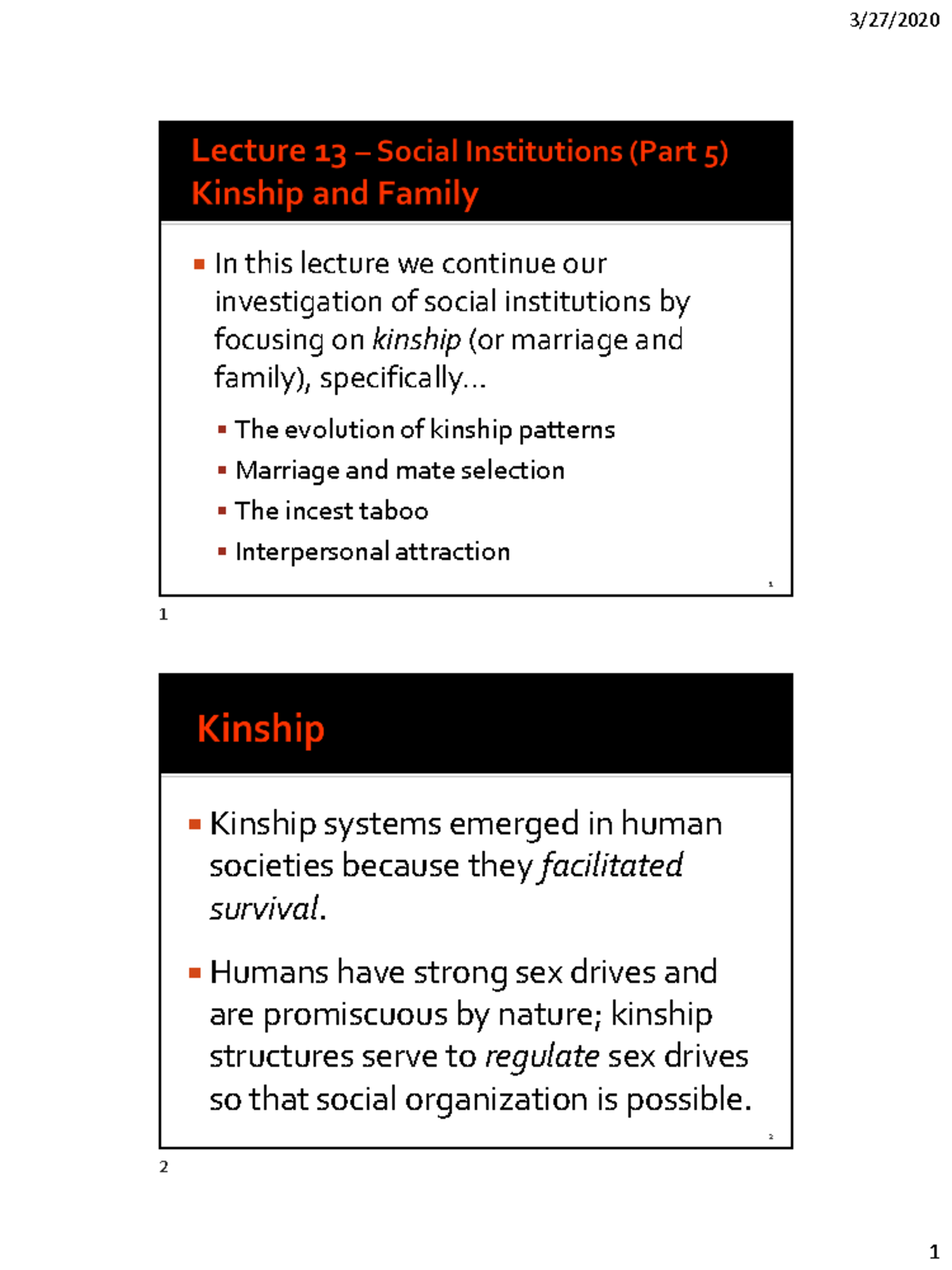 Lecture 13 - Kinship And Family-2 - In This Lecture We Continue Our ...