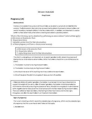 OB Exam 2 Study Guide - OB Study Guide For Exam 2 Pregnancy ...