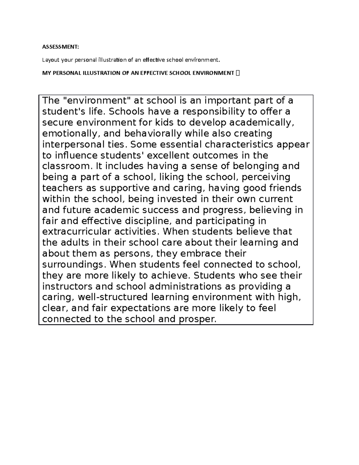 What Is School Environment Essay