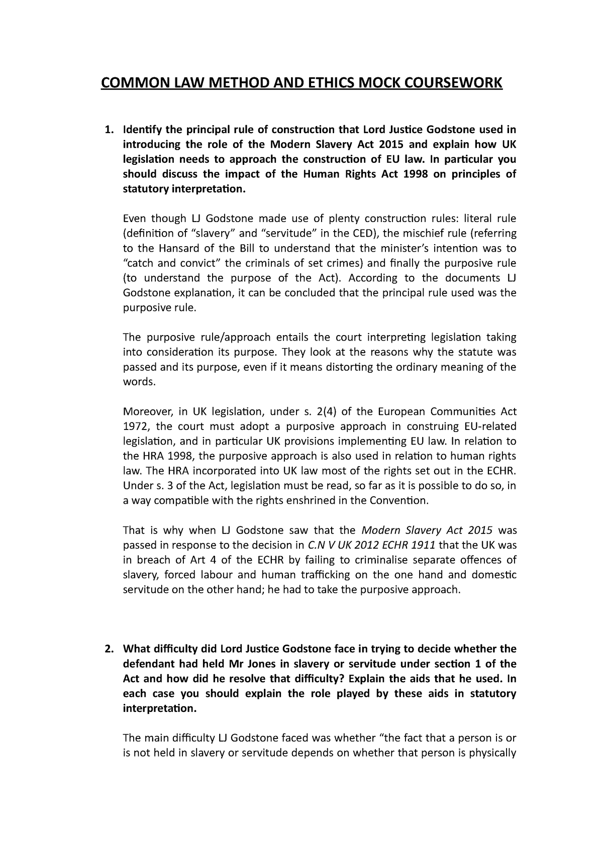 common-law-method-and-ethics-mock-coursework-common-law-method-and