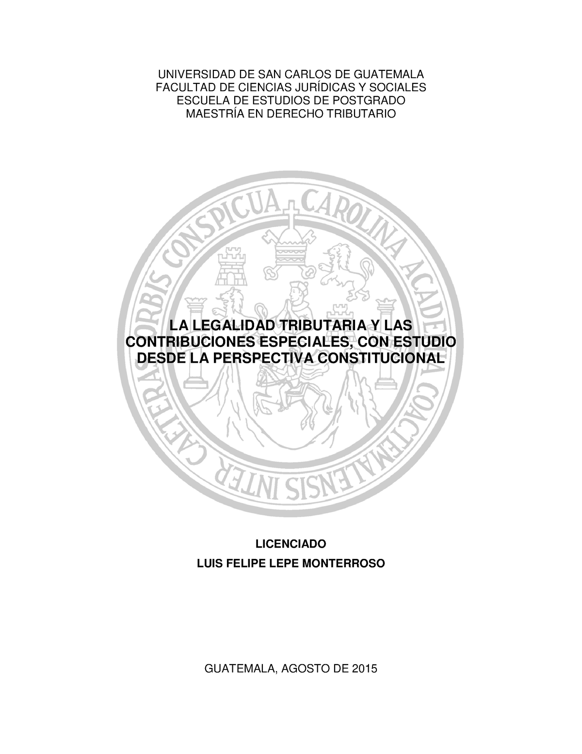 Maestria Lic Lepe Tesis Universidad De San Carlos De Guatemala Facultad De Ciencias 7652