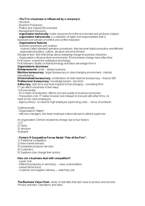 chapter two 2 summary - Chapter 2 Business Processes and Info Systems ...