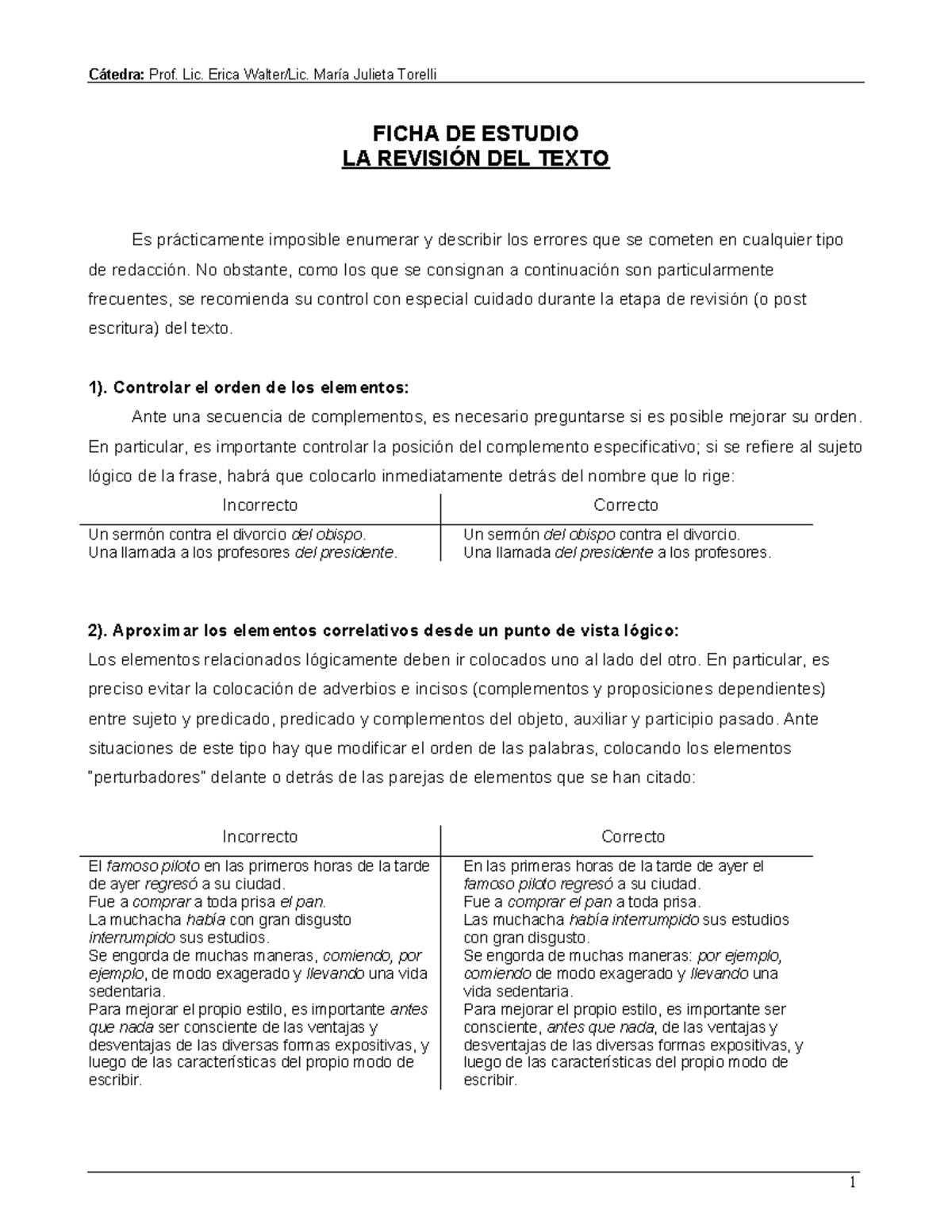 La revisión del texto - FICHA DE ESTUDIO LA REVISIÓN DEL TEXTO Es ...