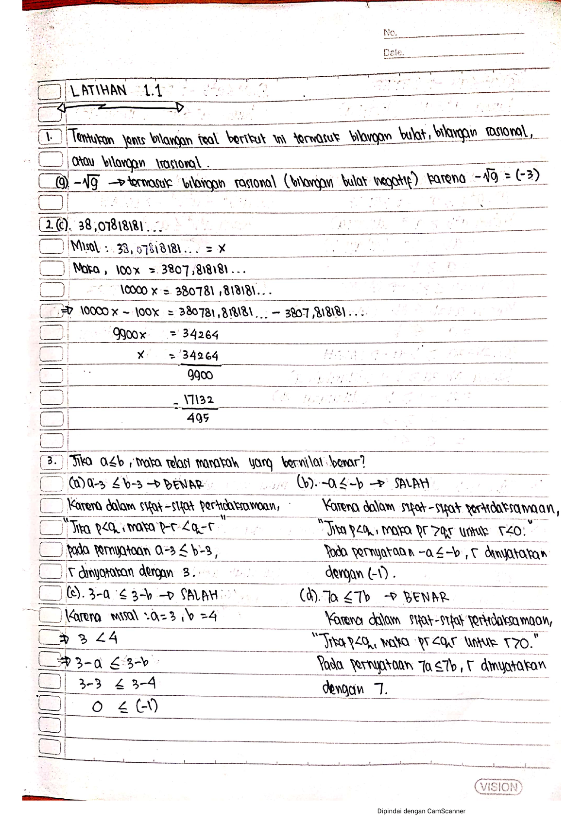 Tugas Latihan Soal Matematika Dasar I Bab 1 - Matematika I - Studocu