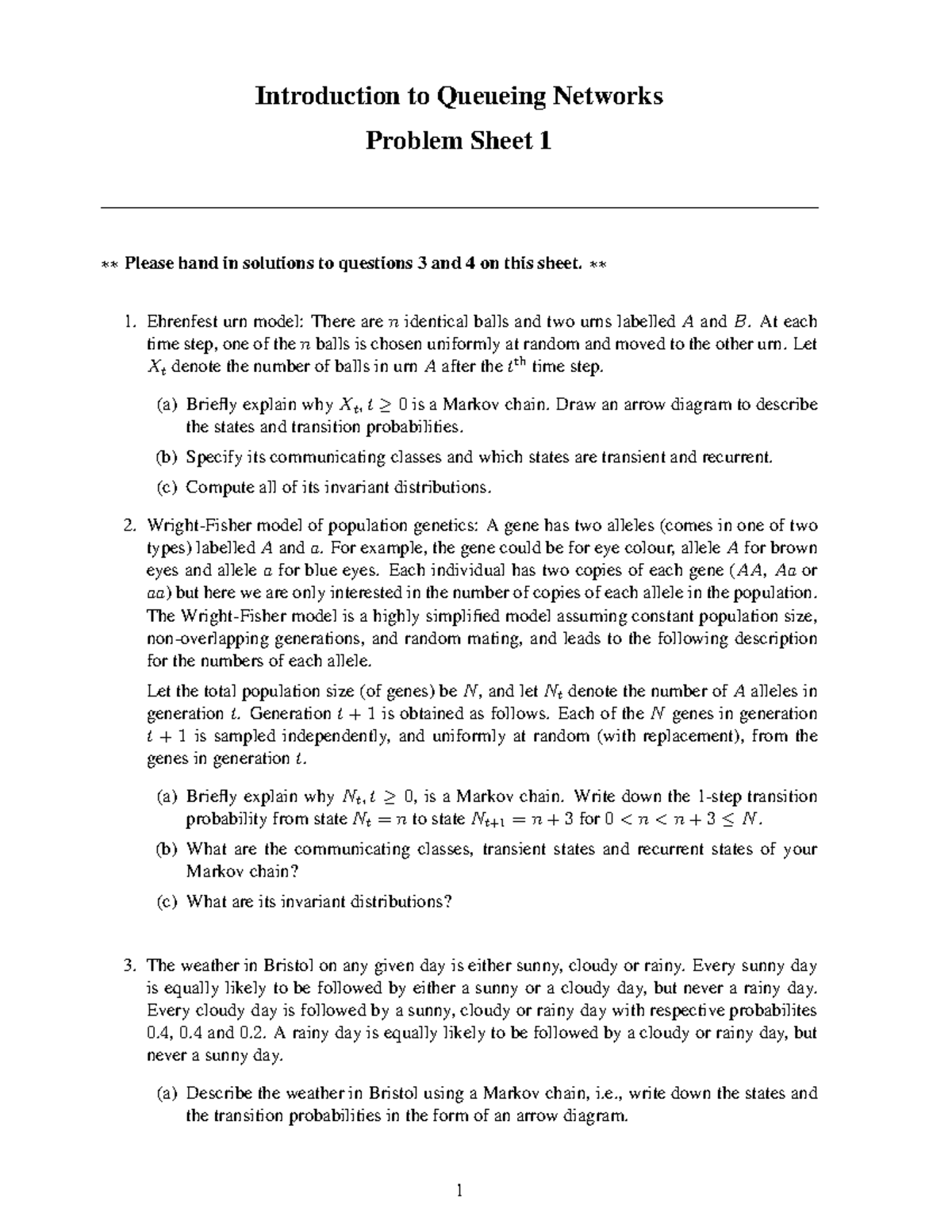 MATH35800 2017-2018 Homework 1 - Introduction to Queueing Networks ...