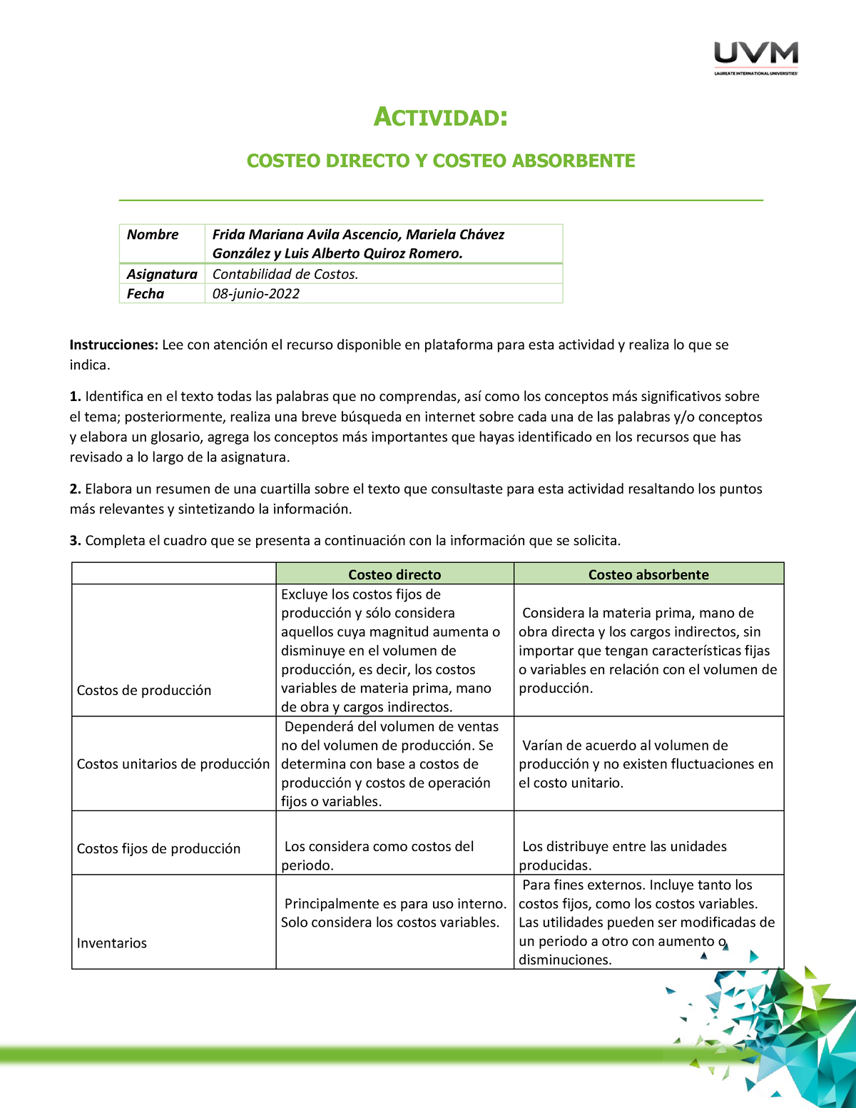 Actividad Cuadro Comparativo Contabilidad Costos Costeo Directo Hot The Best Porn Website 3695