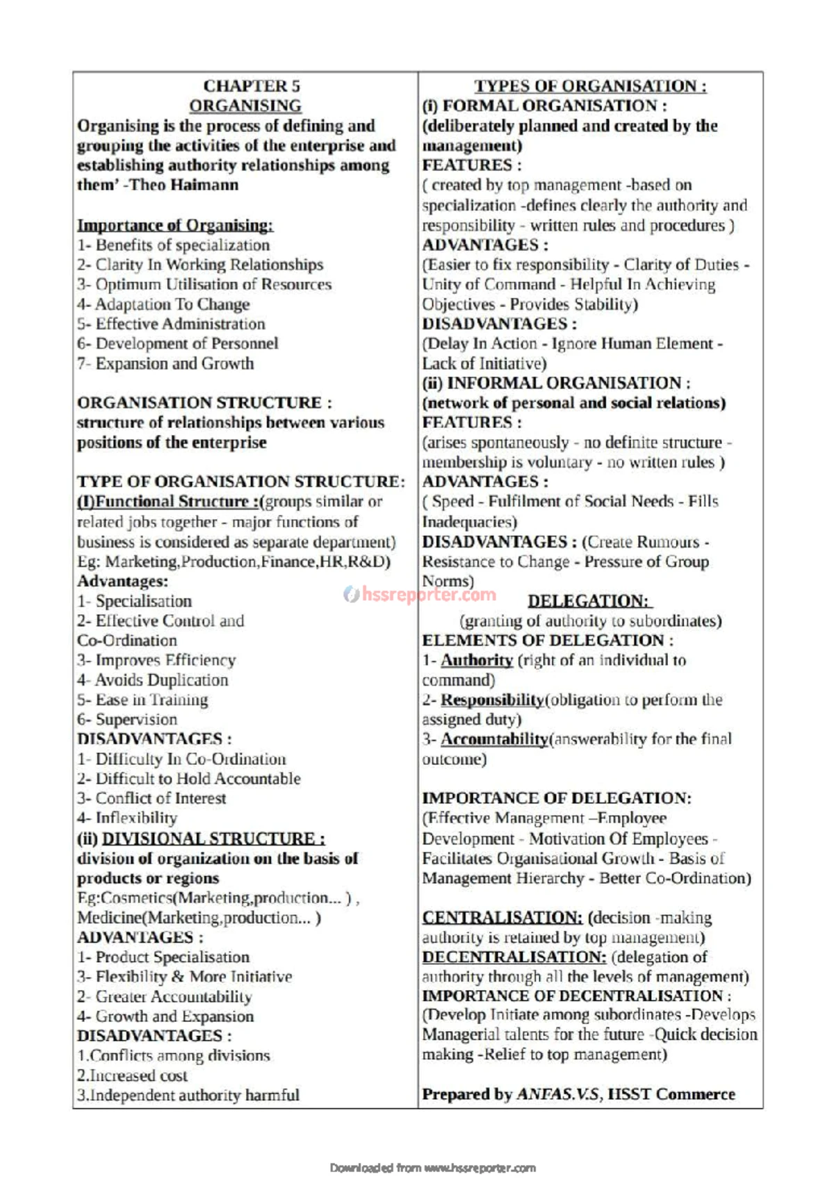 Hssreporter•com -2 BS Chapter 3 One page - Business management ...