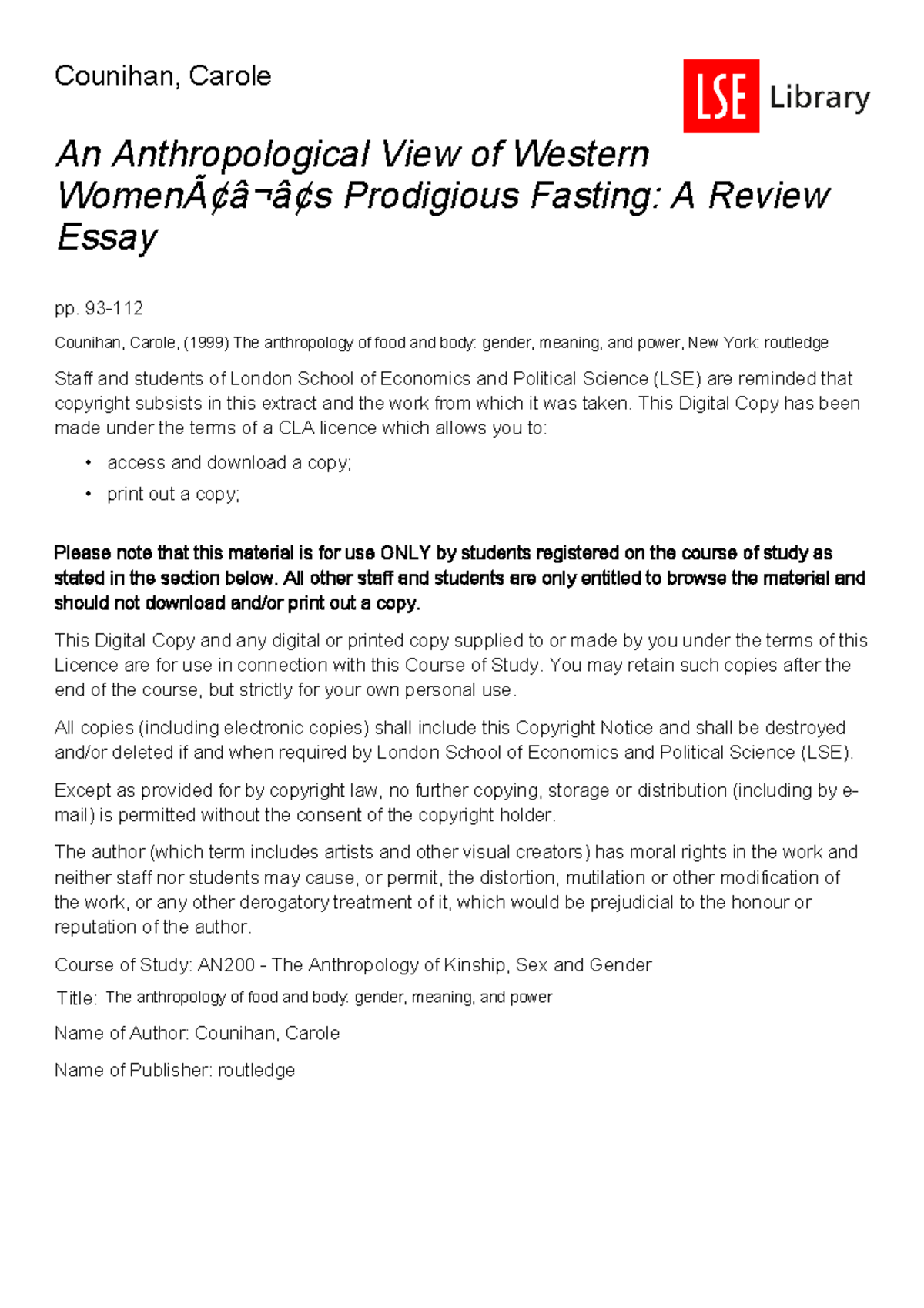 An Anthropological View Of Western Womens Prodigious Fasting Counihan an-anthropological-view-of-western-womens-prodigious-fasting-counihan