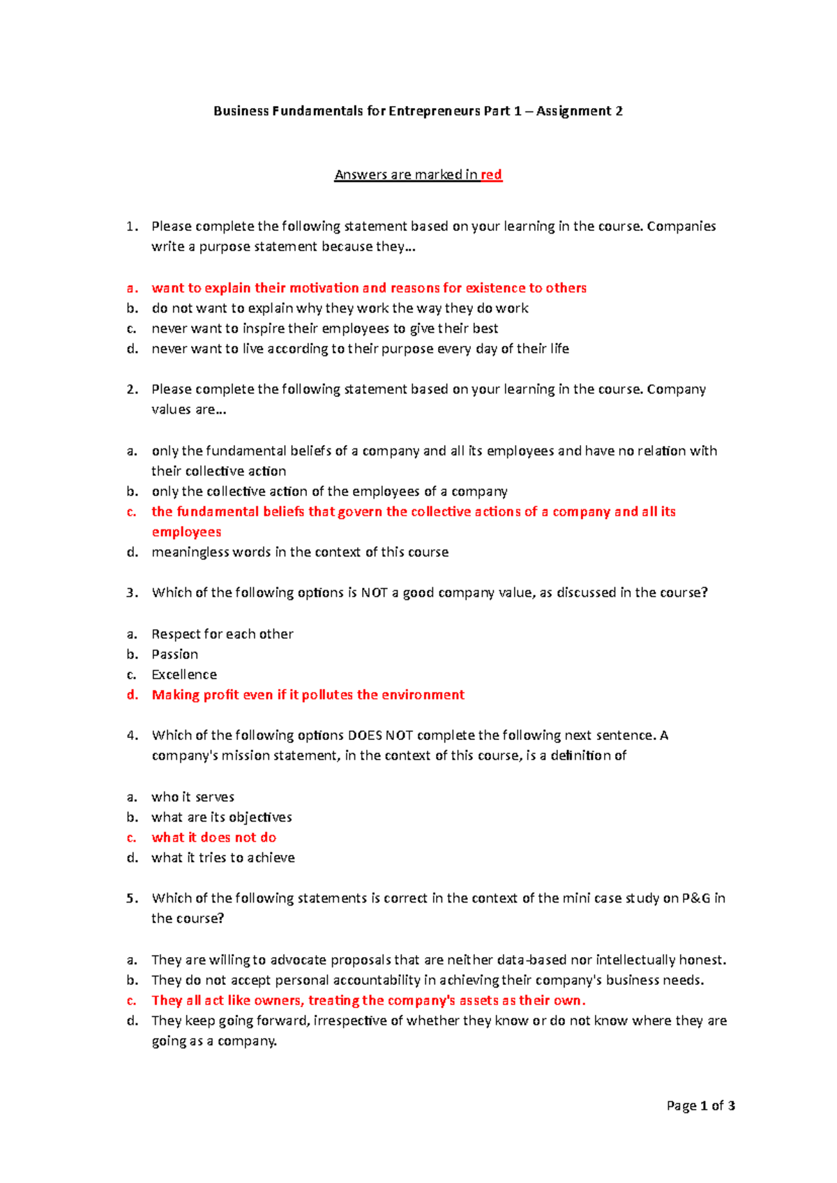 Assignment 2 - abcd - Page 1 of 3 Business Fundamentals for ...
