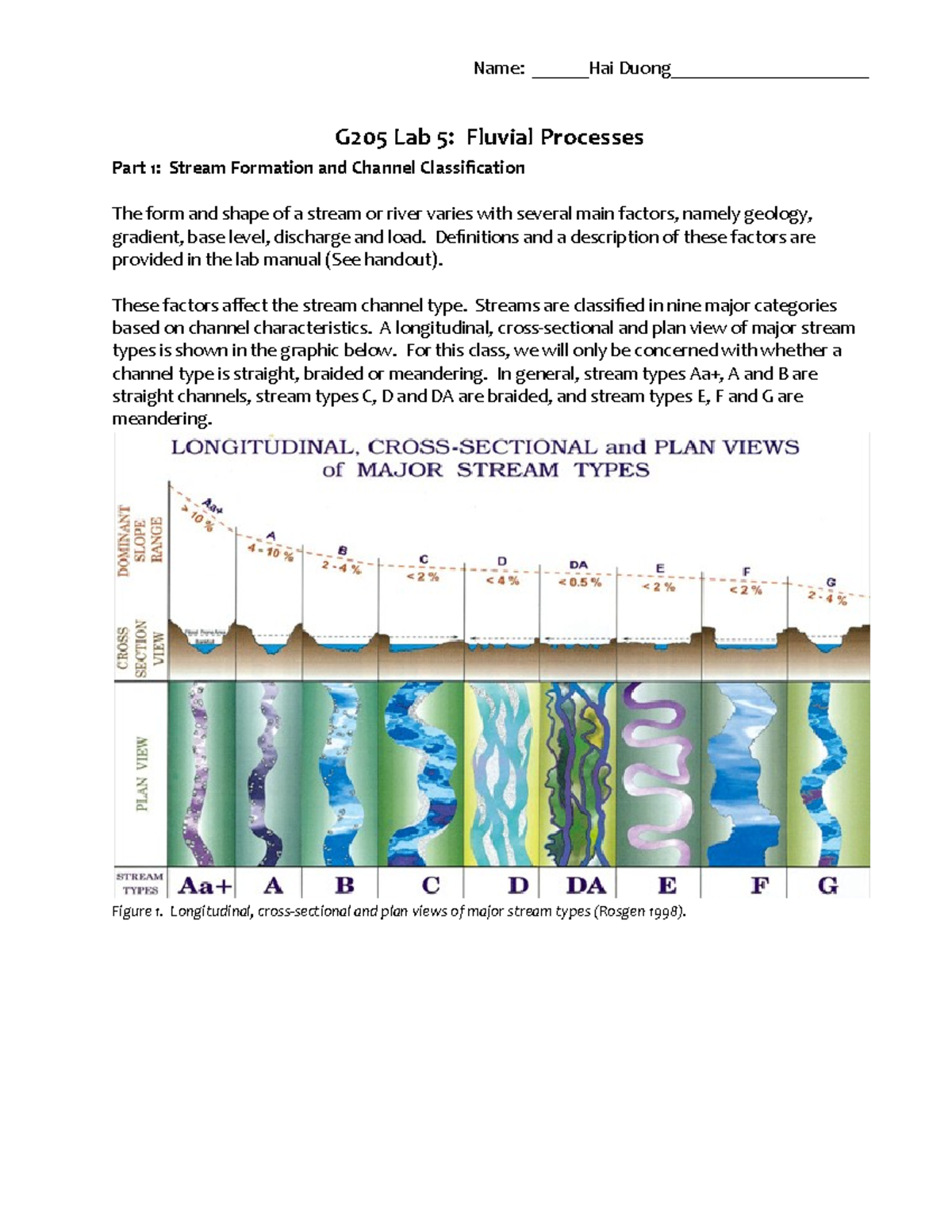 Lab5Fluvial Updated G205 Lab 5 Fluvial Processes Part 1 Stream