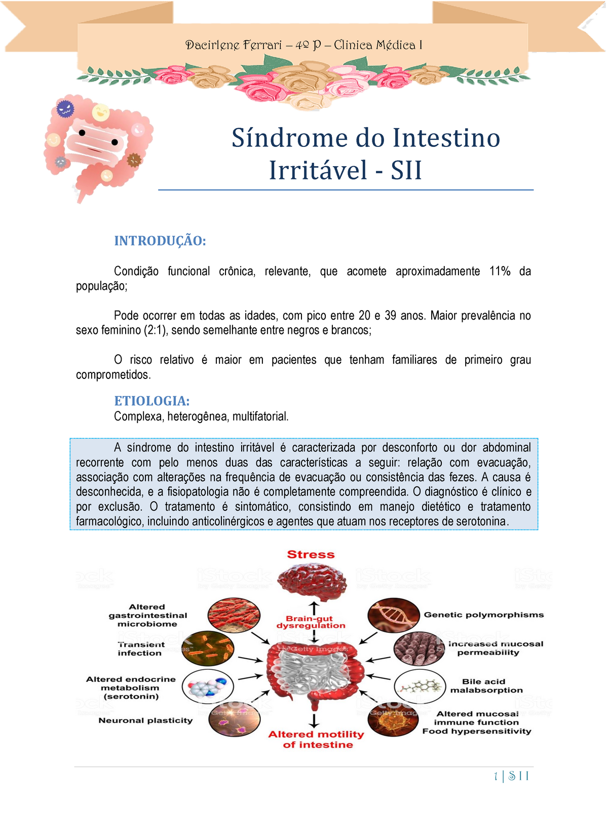 Síndrome do Intestino Irritável prof Arlene Sí ndrome do Intestino Irritá vel SII