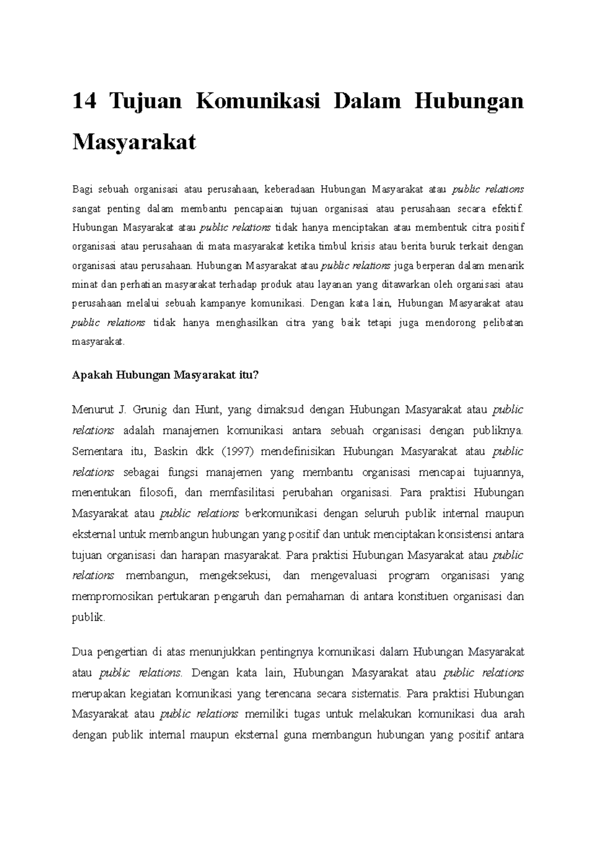 14 Tujuan Komunikasi Dalam Hubungan Masyarakat Hubungan Masyarakat