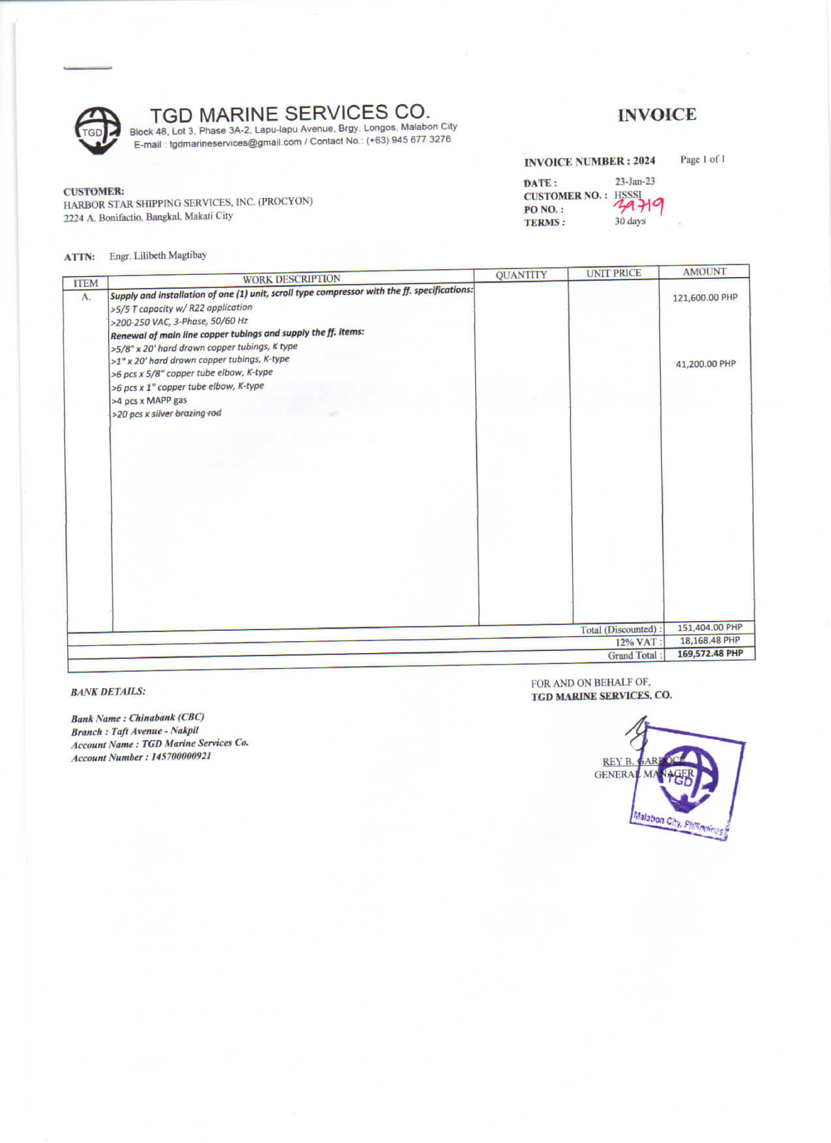 39719 - INVOICE SAMPLE - Electrical Circuits And Laboratory - A - Studocu