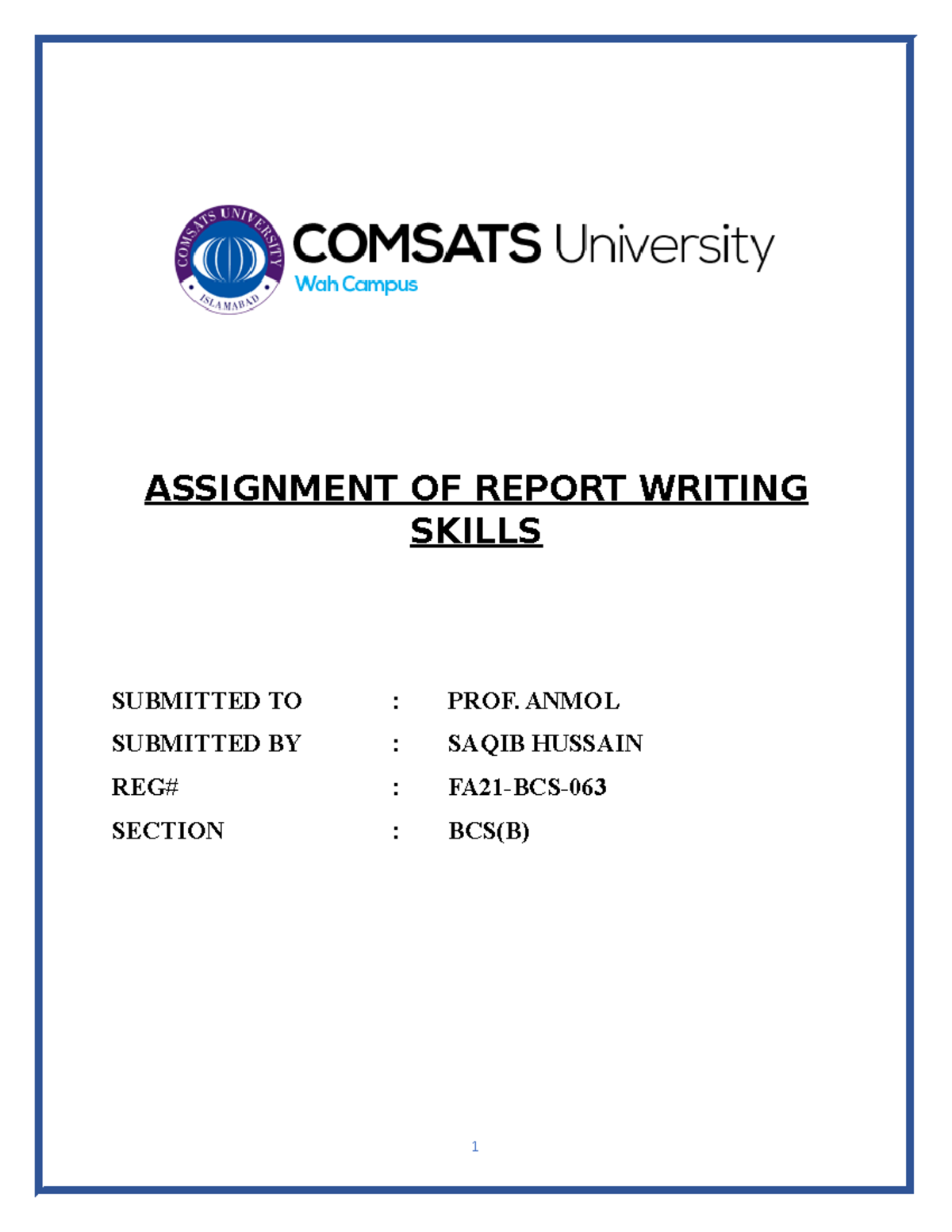 Report Writing Skills - ASSIGNMENT OF REPORT WRITING SKILLS SUBMITTED ...