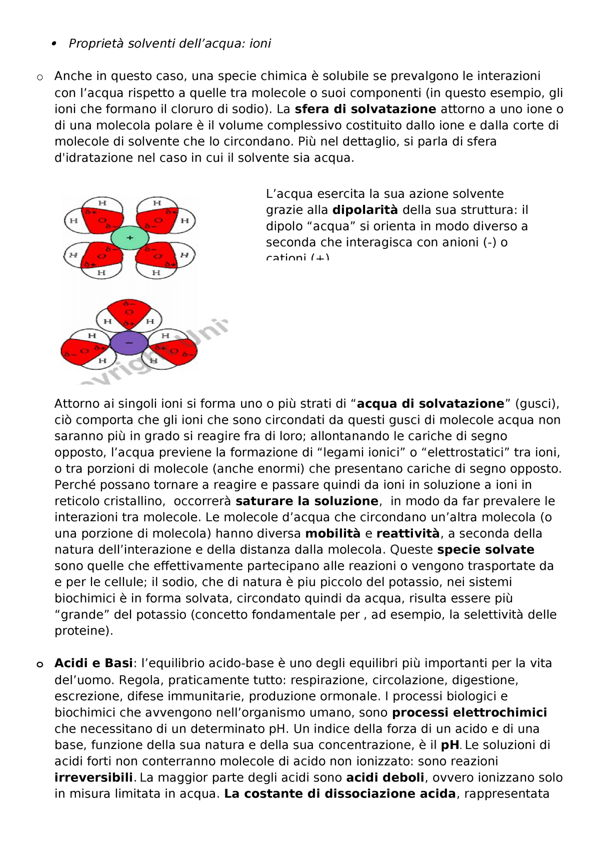 Proprieta Solventi Dell Acqua Studocu