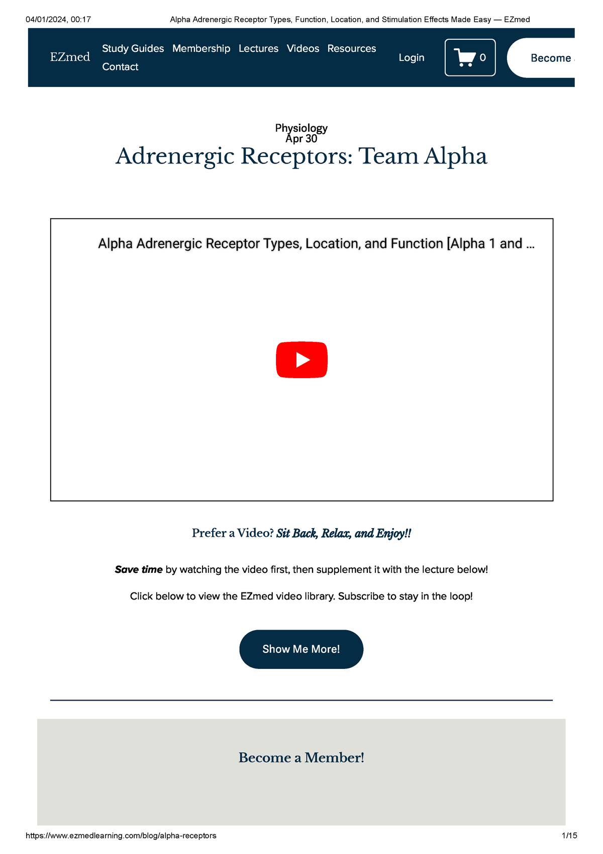 Alpha Adrenergic Receptor Types, Function, Location, And Stimulation ...