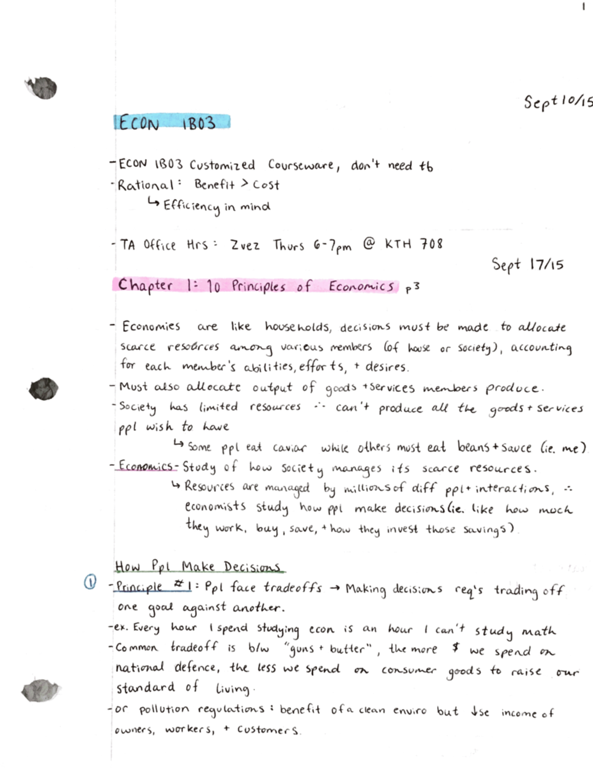 Econ 1B03 - Lecture notes - Econ 1B03 - Studocu