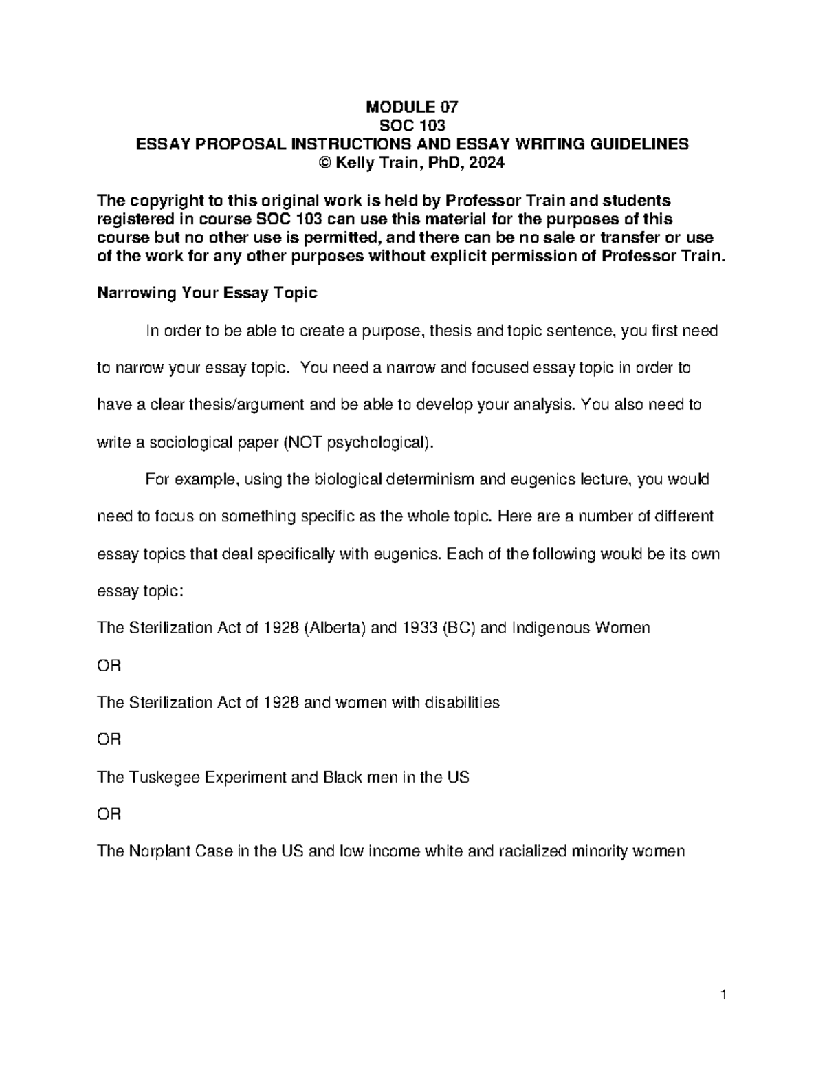 SOC103 Module 07 Essay Proposal and Essay Writing Guidelines1 - MODULE ...