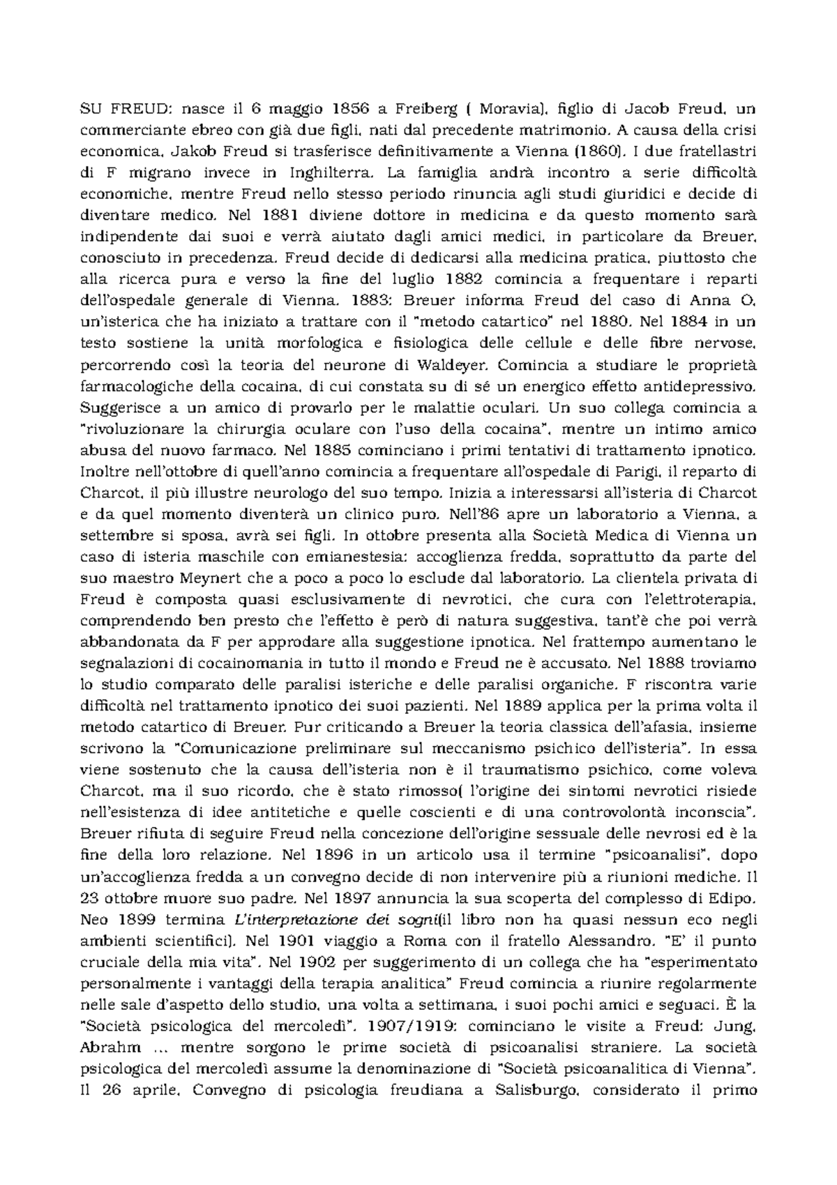 SU Freud - SU FREUD: nasce il 6 maggio 1856 a Freiberg ( Moravia ...