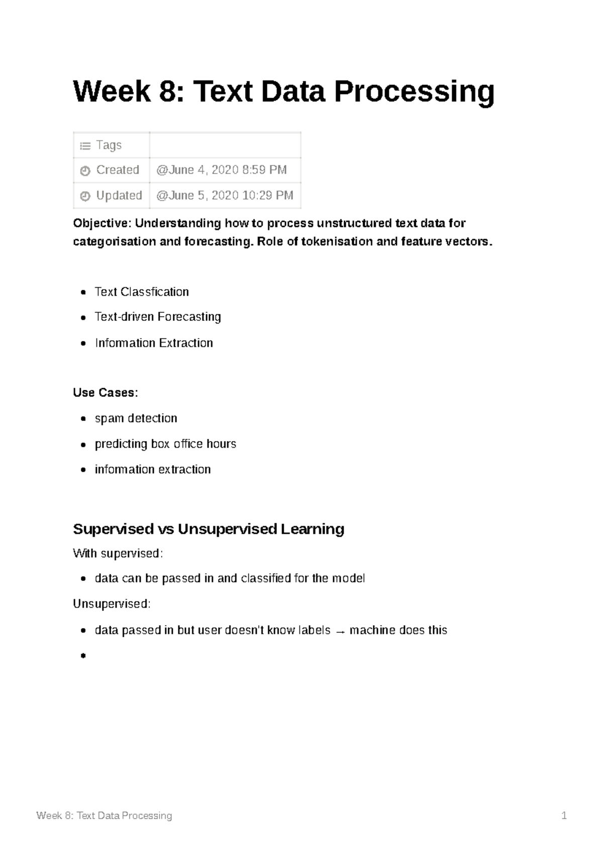 Week 8 Text Data Processing - Week 8: Text Data Processing Tags Created ...