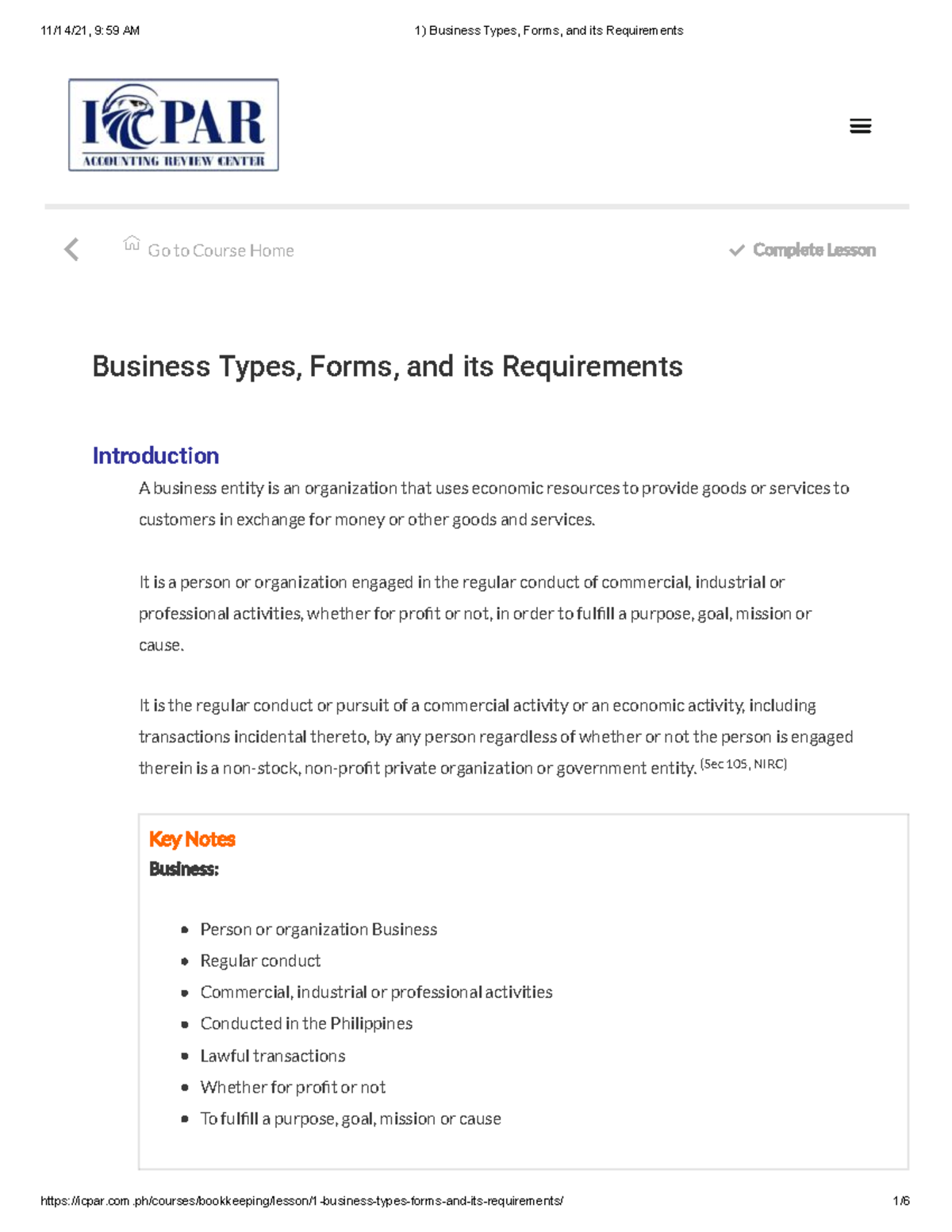 1-Business-Types-Forms-and-its-Requirements - Go to Course Home