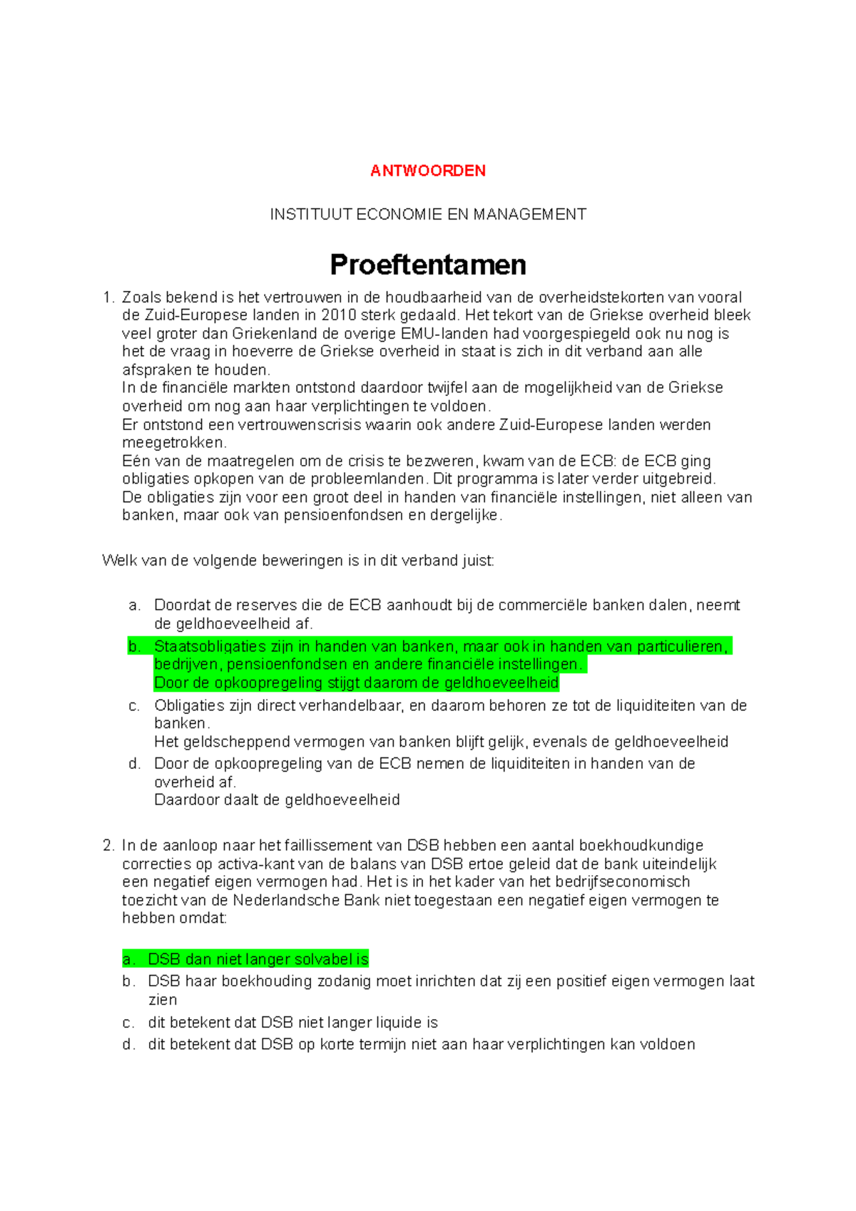 Proef/oefen Tentamen 2019, Vragen En Antwoorden - ANTWOORDEN INSTITUUT ...