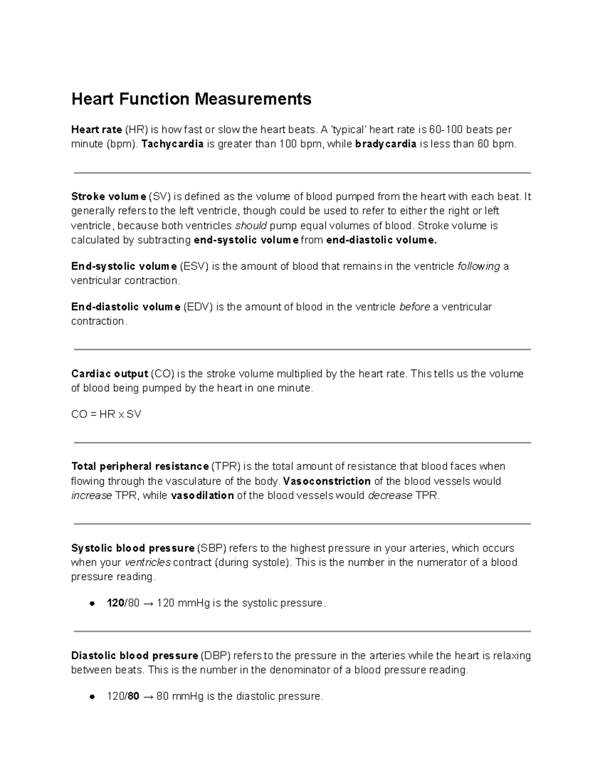 Heart Function Measurements Heart Function Measurements Heart rate