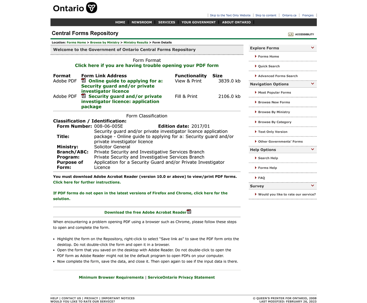 Ontario Central Forms Repository Form Identification HOME NEWSROOM