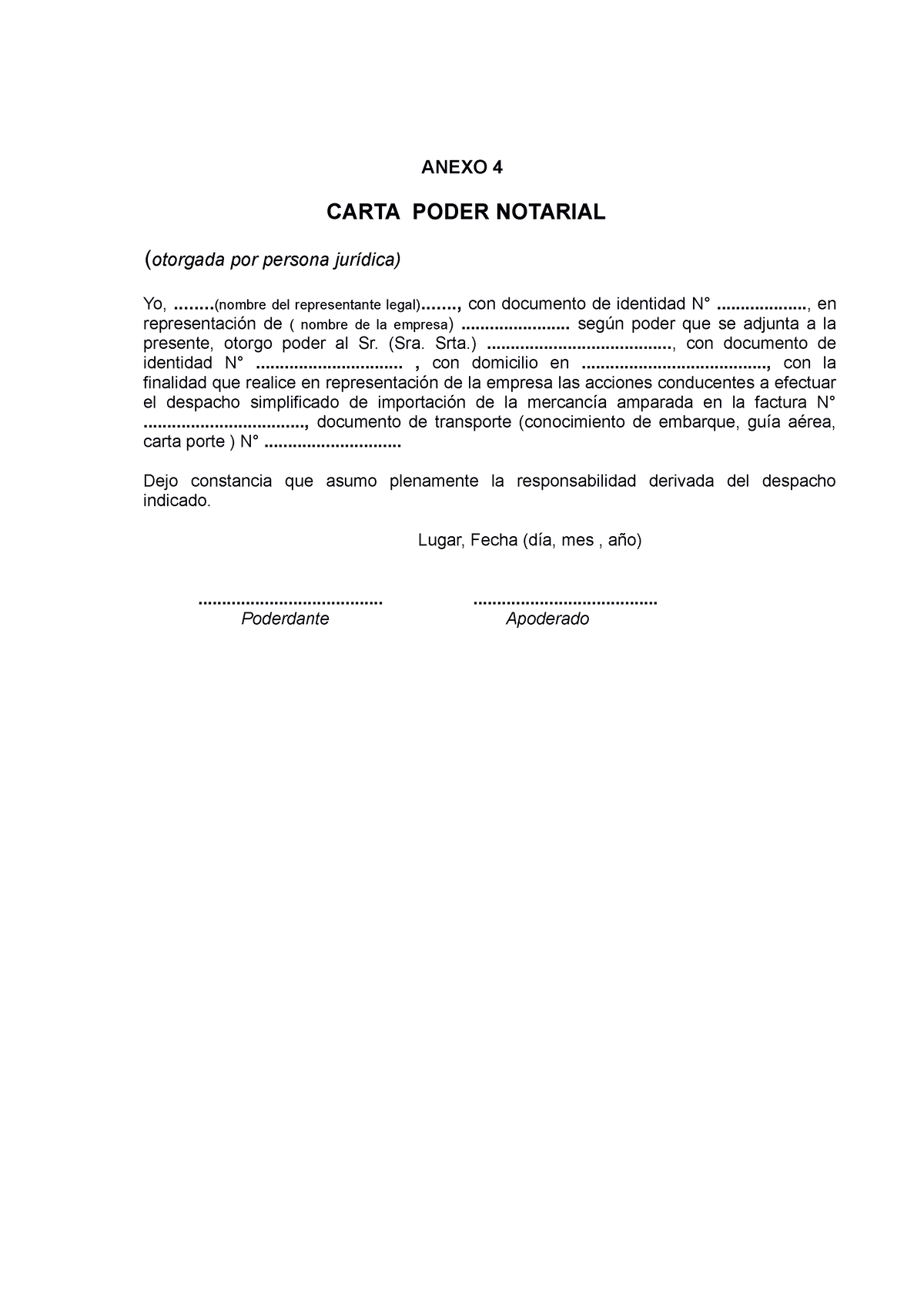 Anexo 4 Rsnaa 423 Carta Poder Notariado Anexo 4 Carta Poder Notarial Otorgada Por Persona 1249