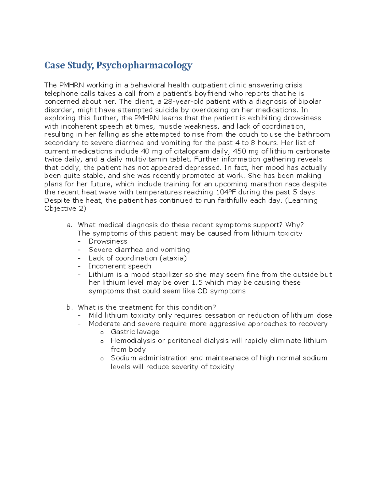 psycho therapies case study - Case Study, Psychopharmacology The PMHRN ...