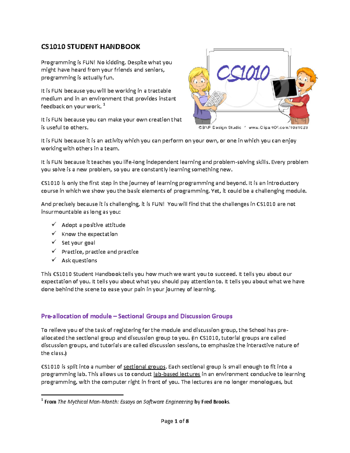 CS1010 student handbook 2014 - CS1010 STUDENT HANDBOOK Programming is ...
