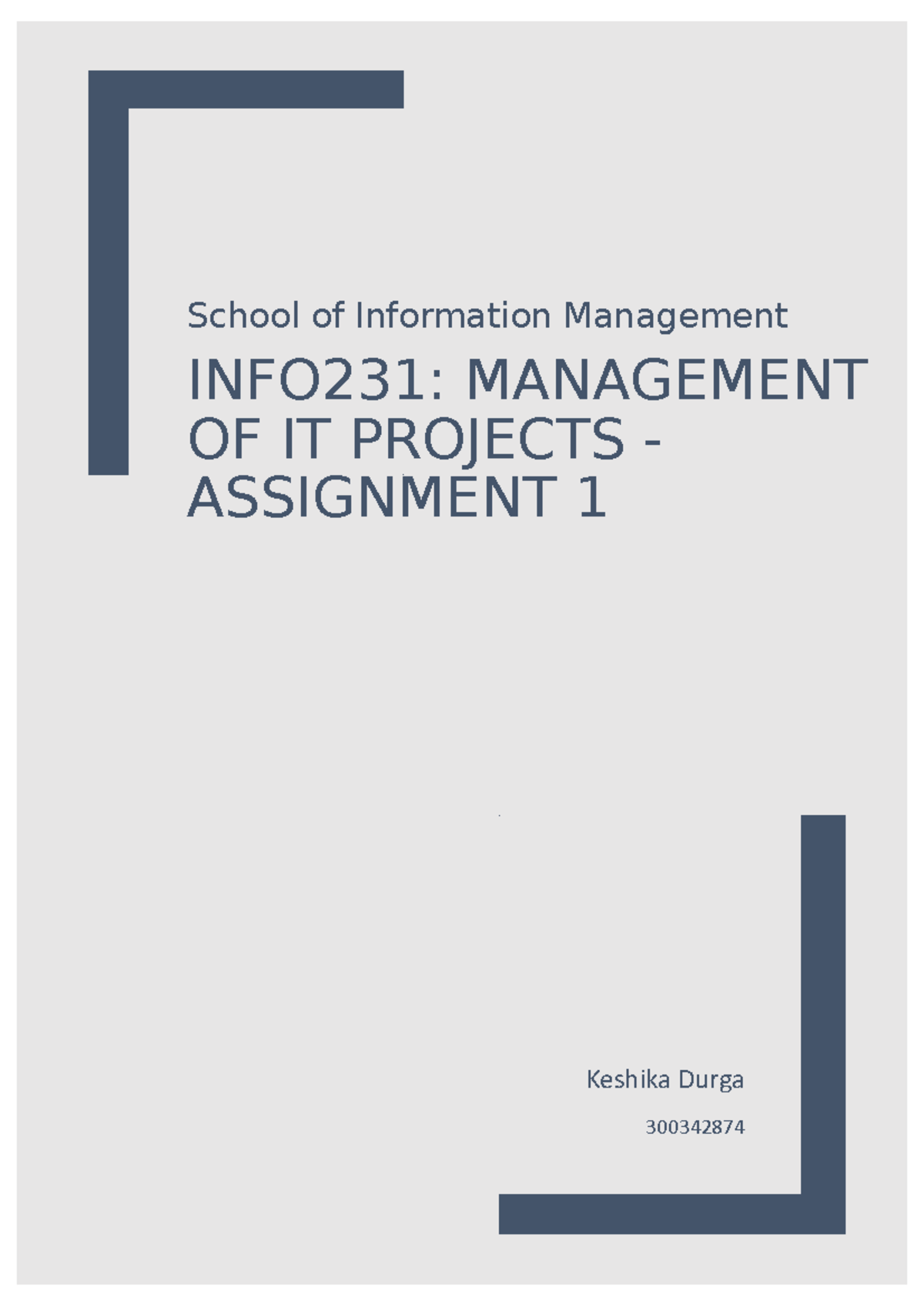 INFO231-Assignment 1 - Assignment 1 - School of Information Management ...