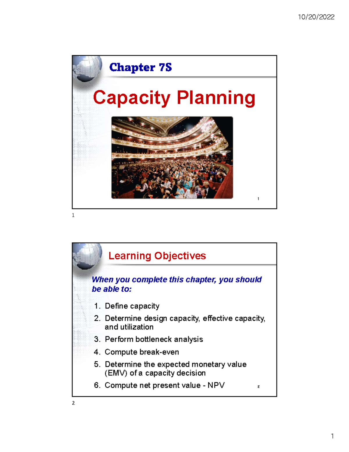 Chapter 7S-Capacity Planning - 1 Capacity PlanningCapacity Planning ...