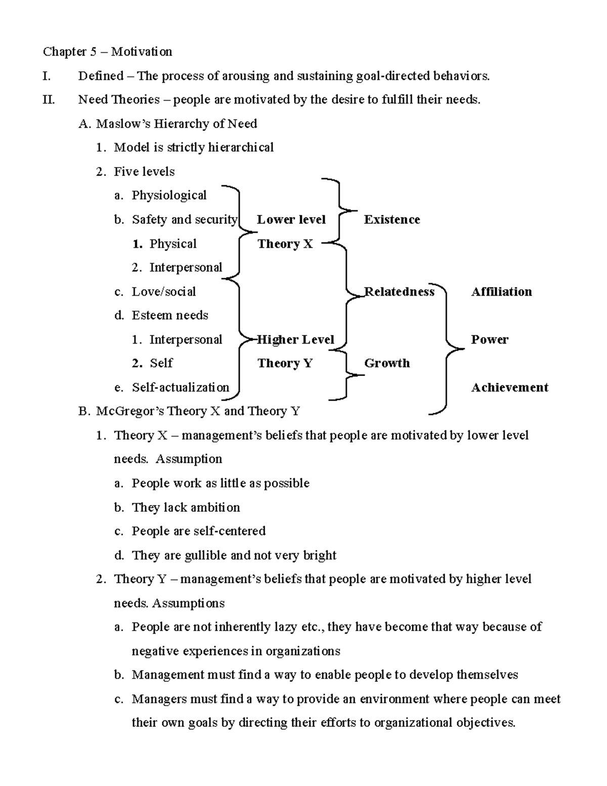 Chapter 5 Outline - notes - Chapter 5 – Motivation I. Defined – The ...