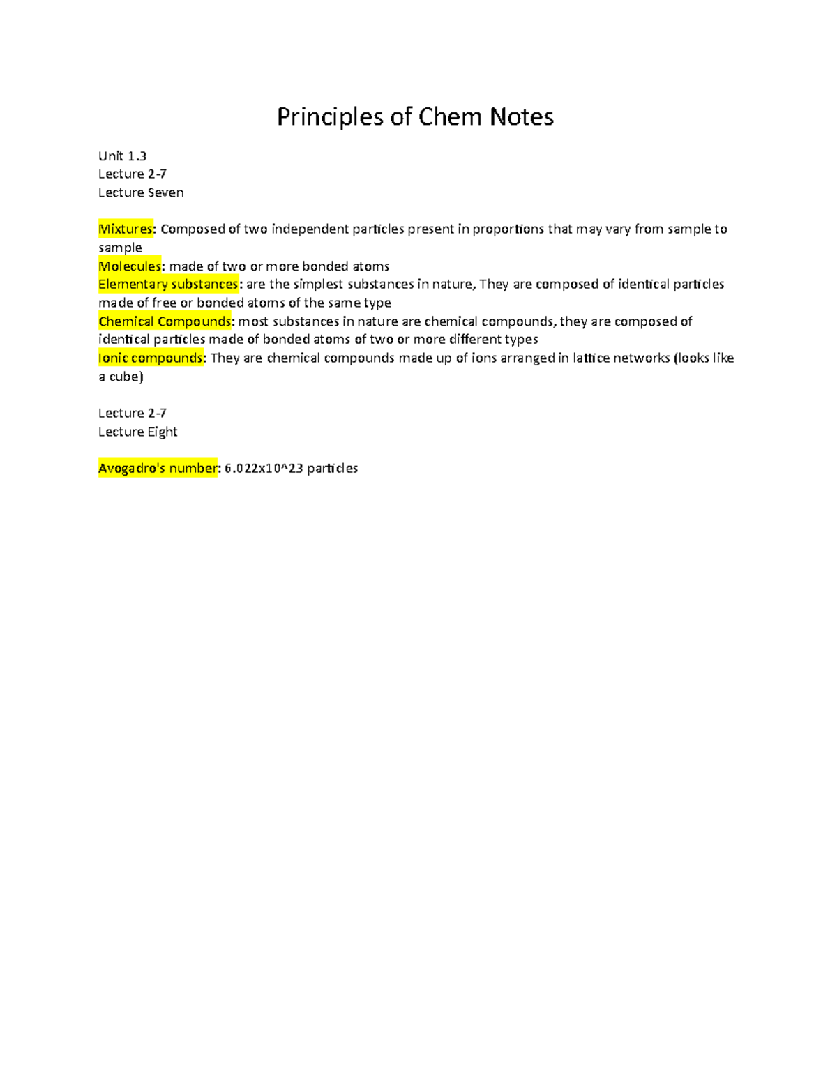 Principles Of Chem Notes 1 - CHEM1110000A - Studocu