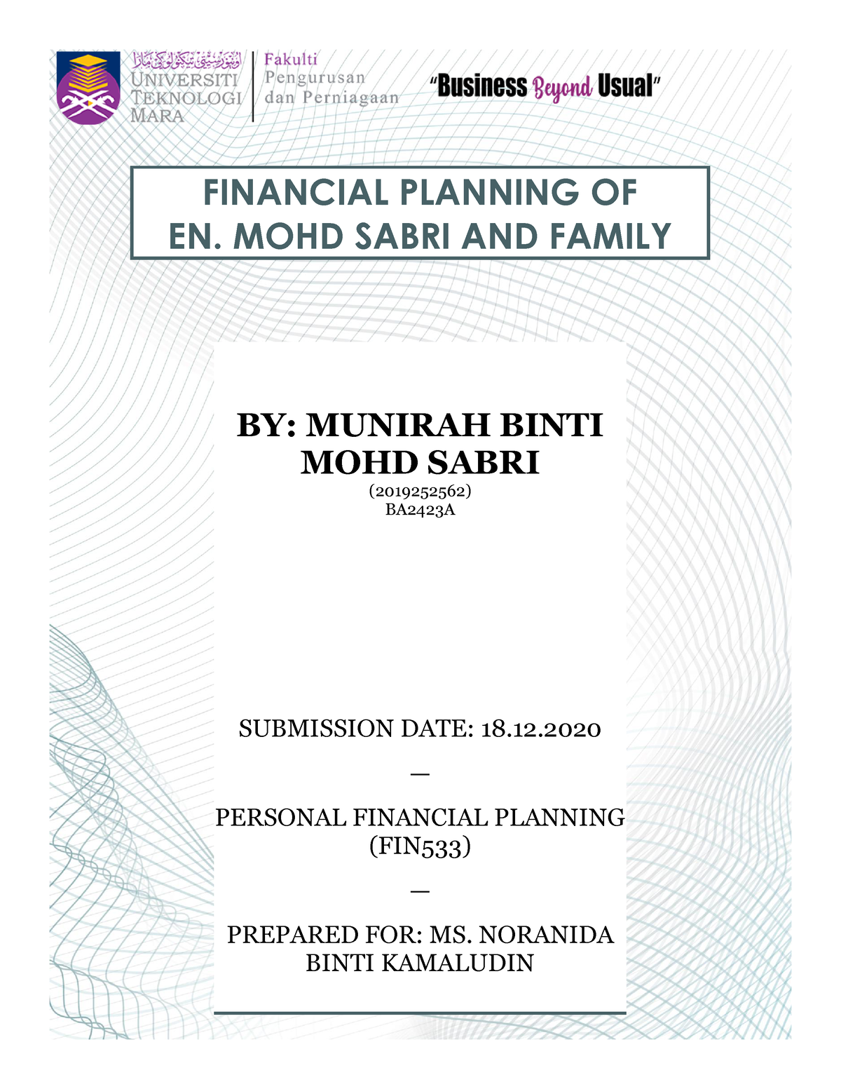 fin533 individual assignment family financial planning