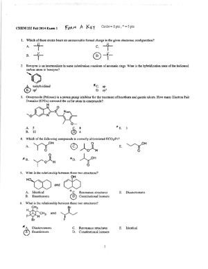 Exam 1 S2019 - Practice Test/ previous exam - CHEM 232 Spring 2019 ...