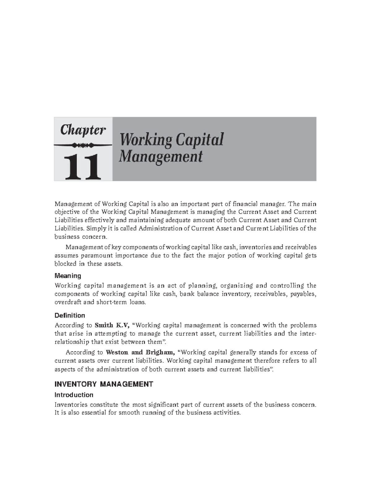 12. Chapter 11 - Working Capital Management - Management of Working ...