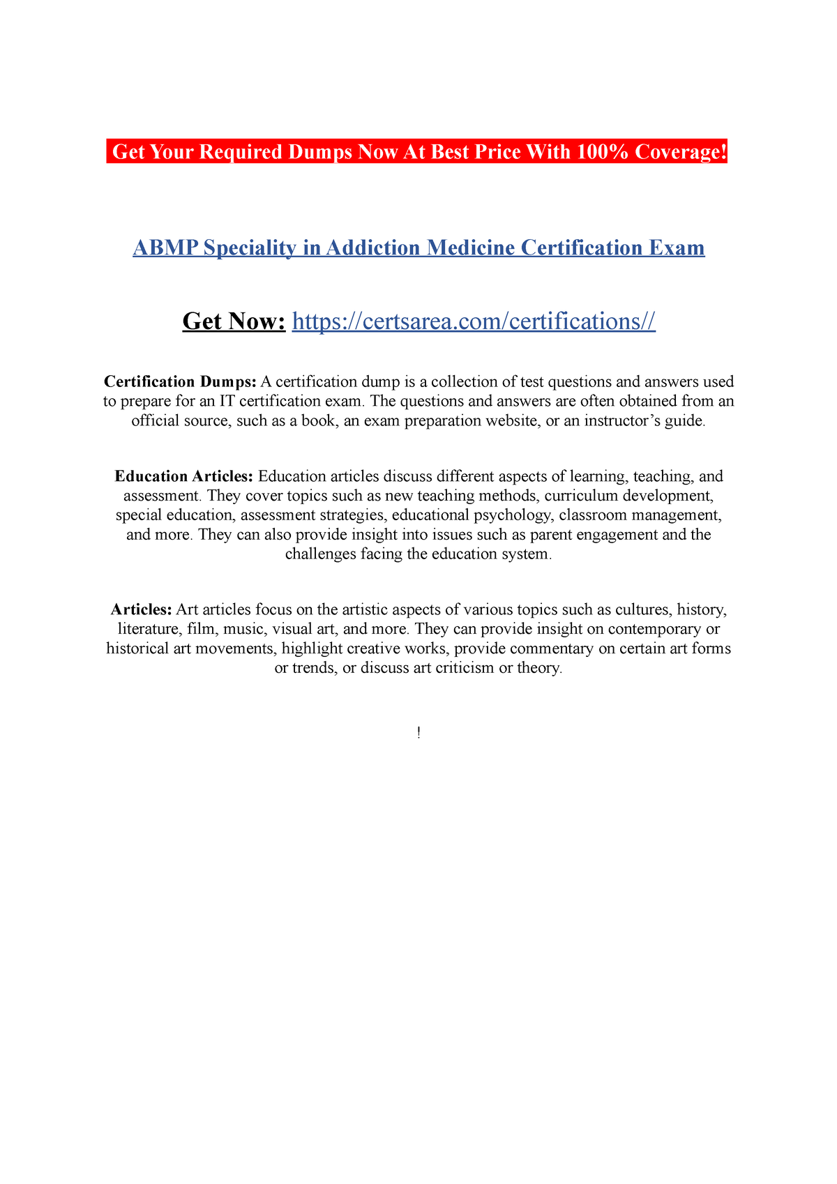ABMP Speciality in Addiction Medicine Certification Exam Studocu