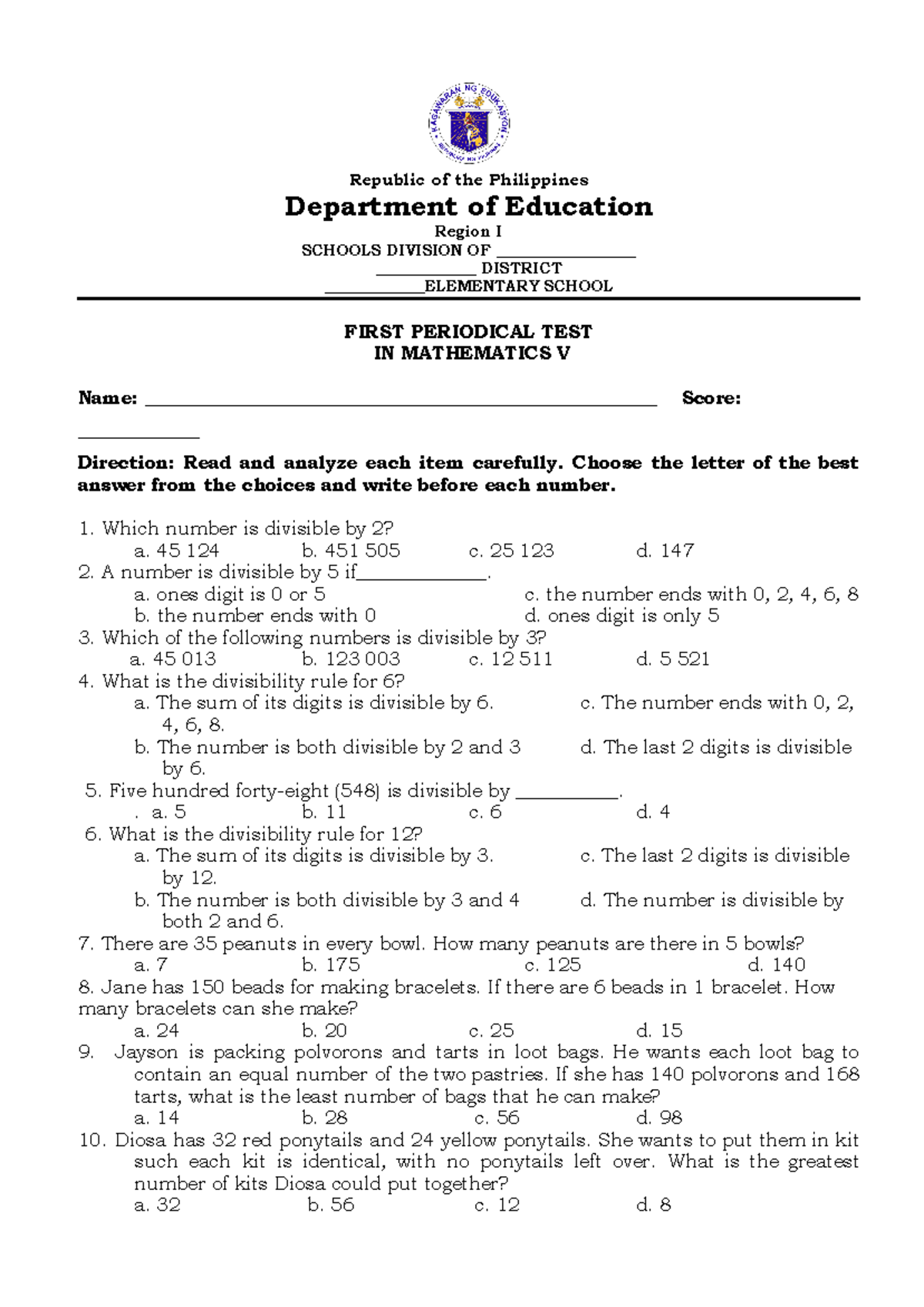 G5-MATH-Q1- Periodical-TEST.docx - Google Docs - Republic of the ...