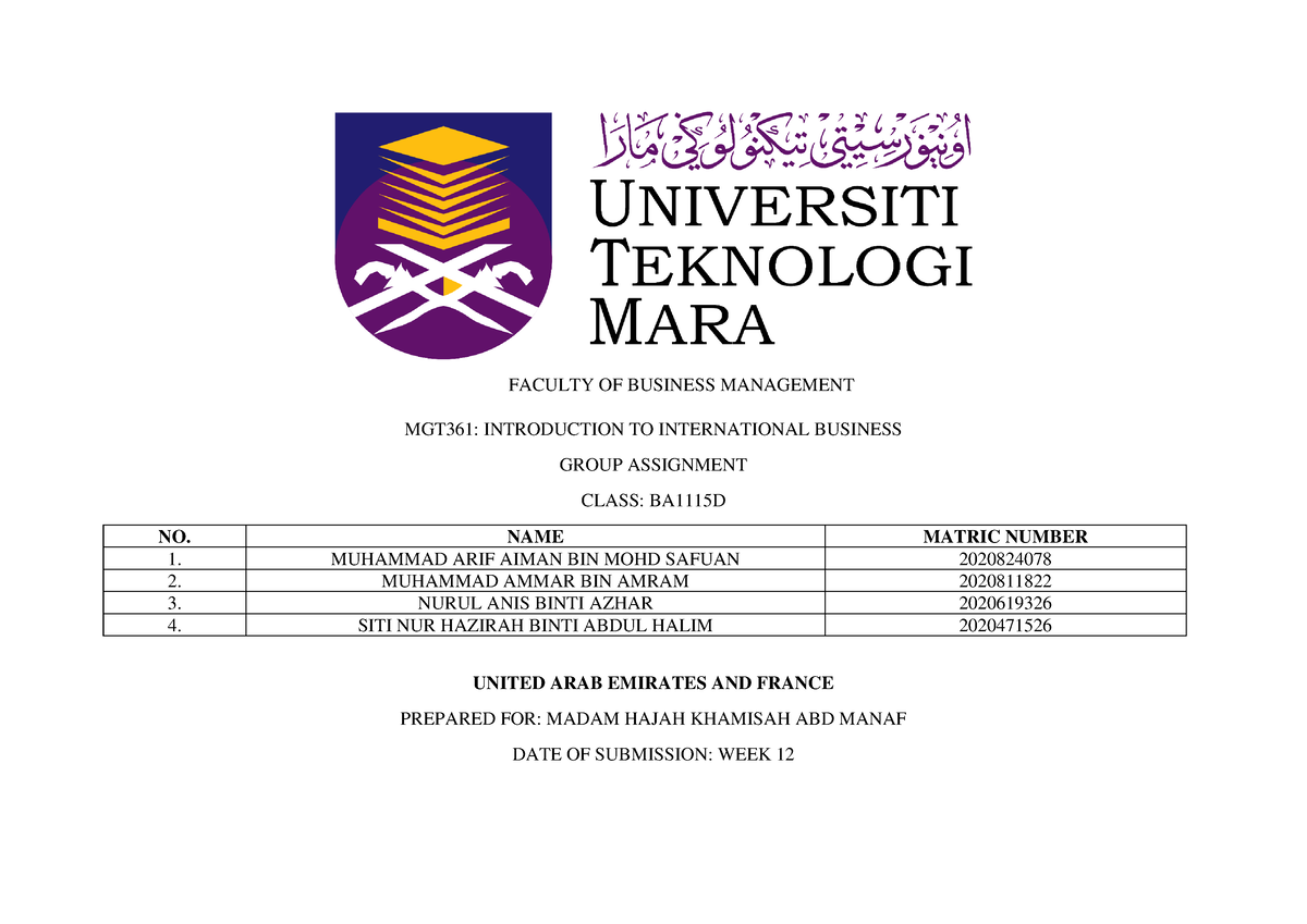 MGT361 Comparison Between 2 Countries - FACULTY OF BUSINESS MANAGEMENT ...