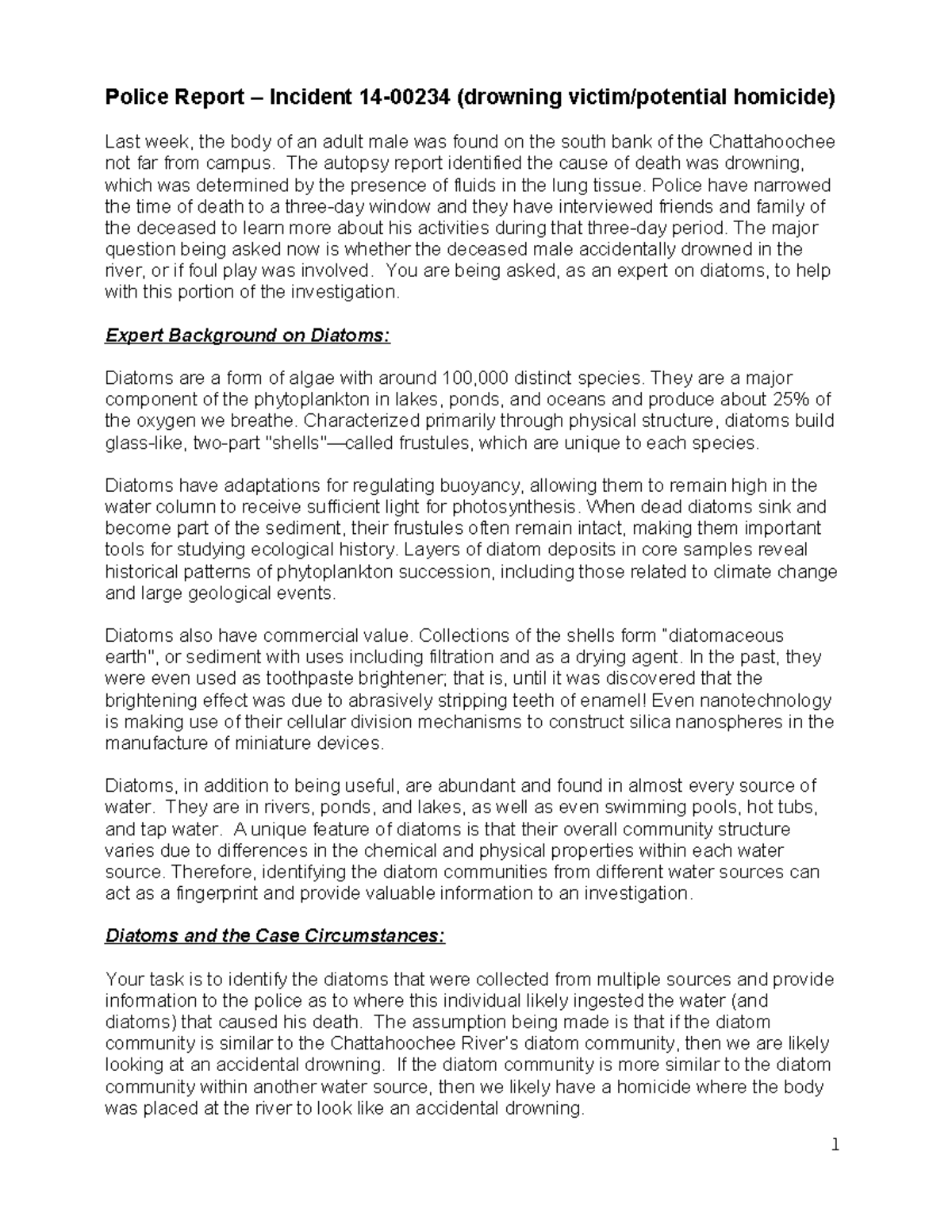 Initial Police Report and Worksheet - Police Report – Incident 14-00234 ...