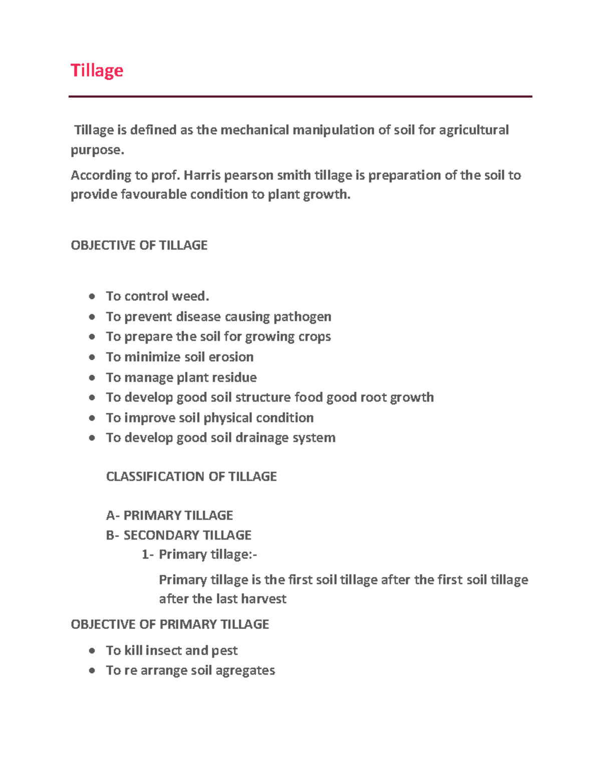 Tillage Notes And Its Implements - Tillage Tillage Is Defined As The ...