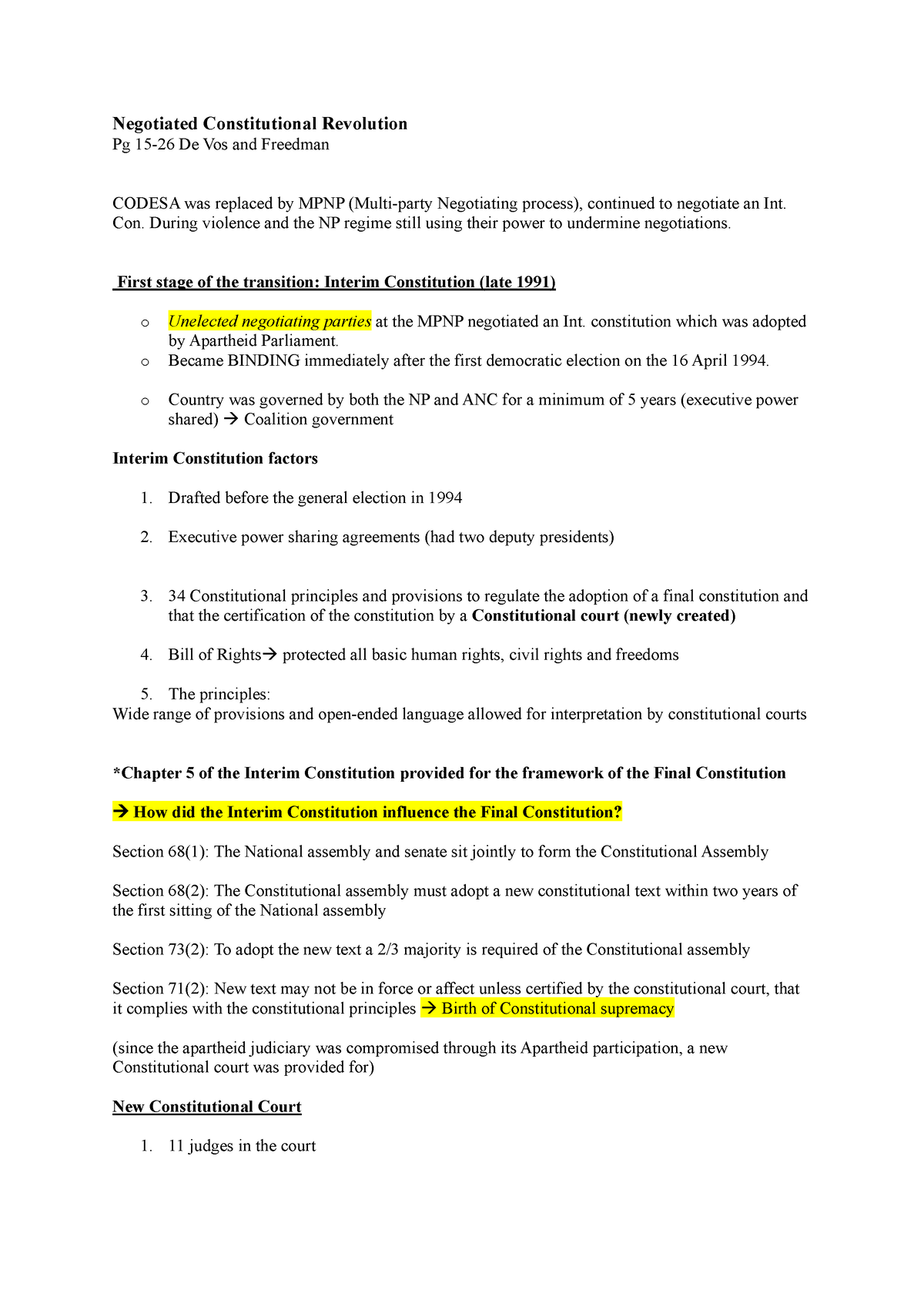 Two stage transition - Negotiated Constitutional Revolution Pg 15-26 De ...